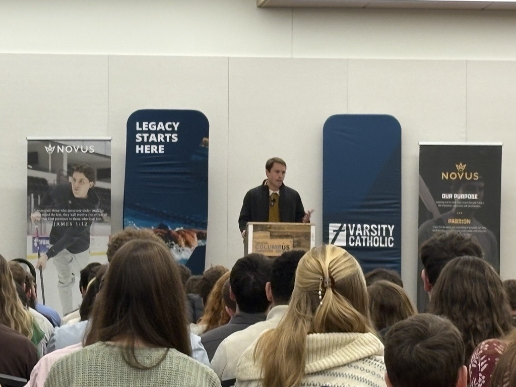 J.J. Niekro, an Atlanta Braves pitcher who retired in August, addresses college athletes gathered at SEEK in Columbus, Ohio on Jan. 4, 2026. | Credit: Gigi Duncan/CNA