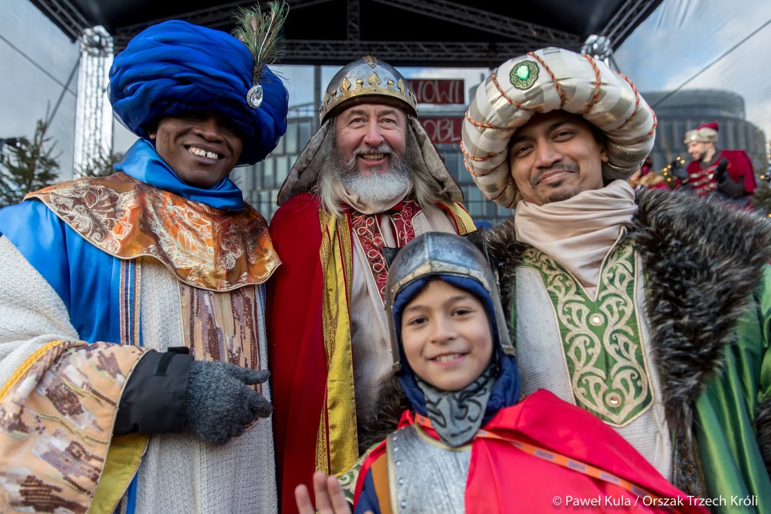 Participants portraying the Three Kings pose with a child during the Three Kings Procession in Warsaw, Poland, on Tuesday, Jan. 6, 2025.
Credit: Paweł Kula/Fundacja Orszak Trzech Króli