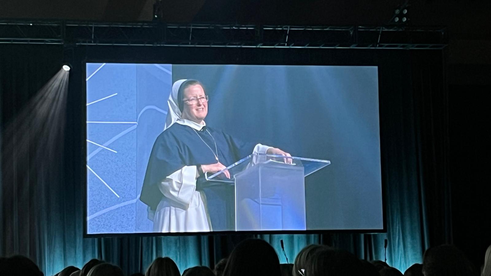 Sister Virginia Joy Cotter, SV, during her talk on Jan. 4, 2026, at the SEEK conference in Denver. | Credit: Francesca Fenton/EWTN News