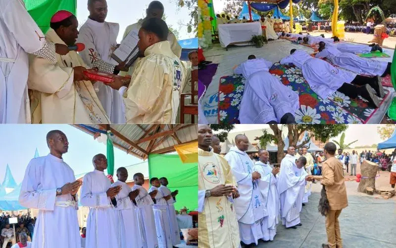 Four new priests and six new deacons were ordained for South Sudan’s Catholic Diocese of Tombura-Yambio on Jan. 4, 2026. | Credit: Ruru Gene News/Sister Laurencila, FSSA