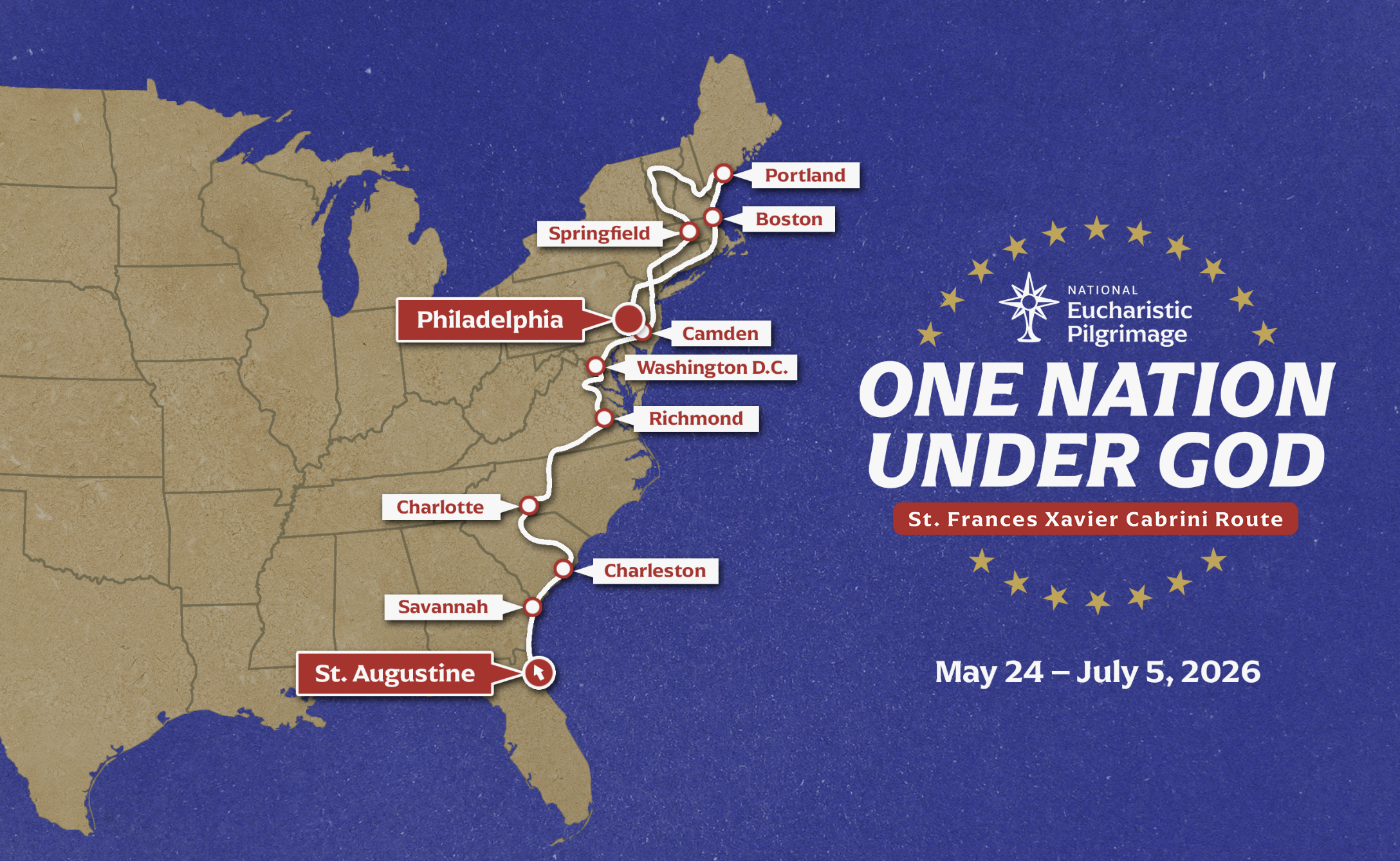 Map of the 2026 National Eucharistic Pilgrimage route. | Credit: Courtesy of the National Eucharistic Congress