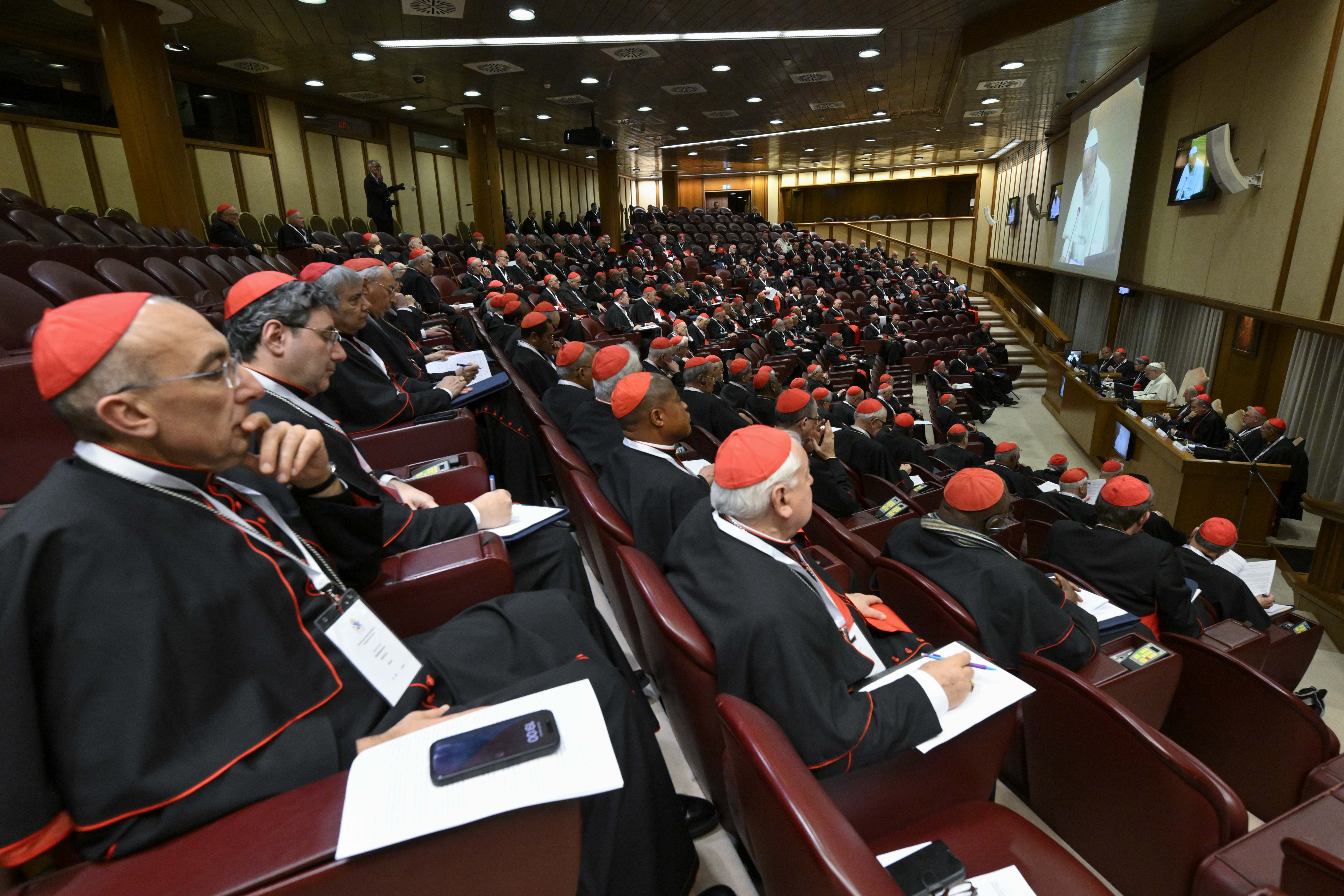 Cardinals meet with Pope Leo XIV in the third session of the consistory on Jan. 8, 2025, at the Vatican. | Credit: Vatican Media