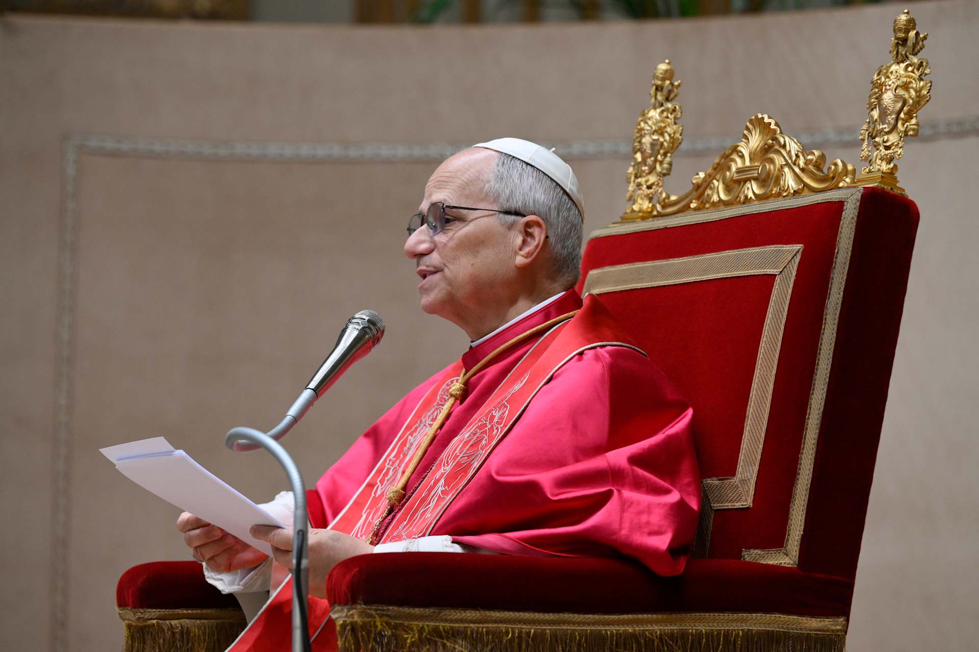 Pope Leo XIV addresses ambassadors and other diplomatic representatives to the Holy See in the Apostolic Palace on Jan. 9, 2026. | Credit: Vatican Media