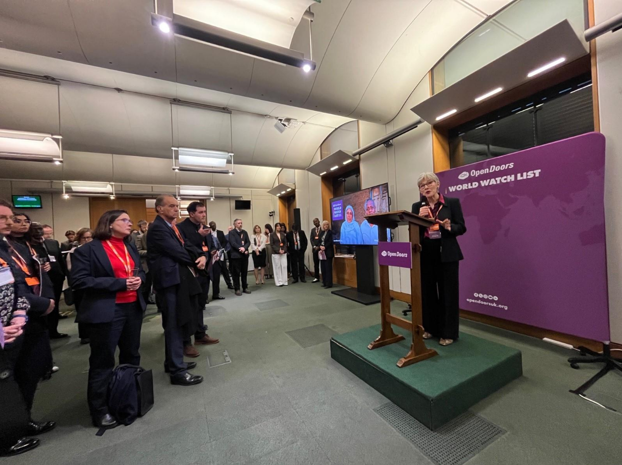 Henrietta Blyth, CEO at Open Doors UK & Ireland, addresses MPs and attendees at the launch of Open Doors' World Watch List 2026 in Portcullis House, London, on Jan. 15, 2026. | Credit: Elliot Hartley
