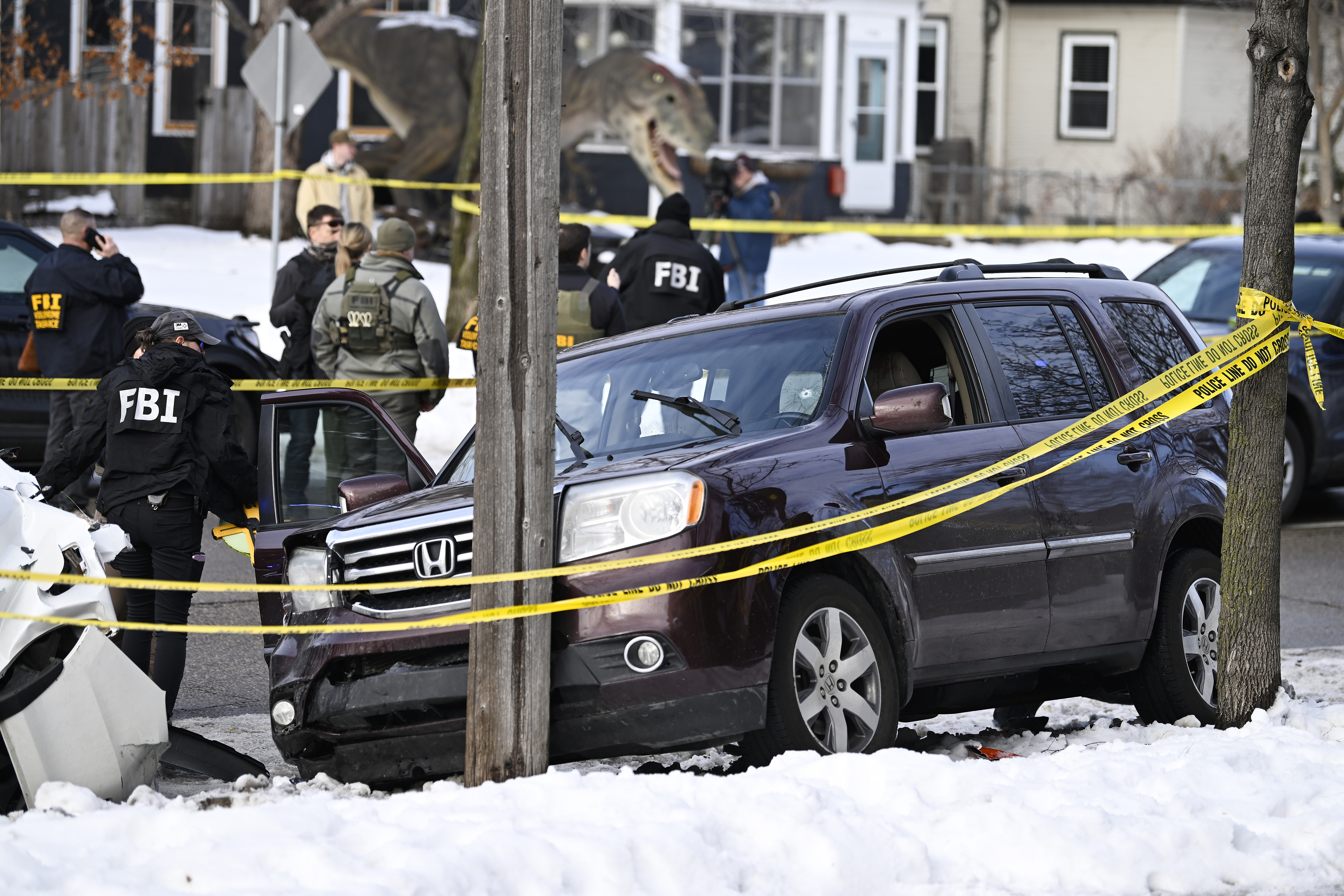 Members of law enforcement work the scene following a suspected shooting by an ICE agent during federal law enforcement operations on January 07, 2026 in Minneapolis, Minnesota. Credit: Stephen Maturen/Getty Images