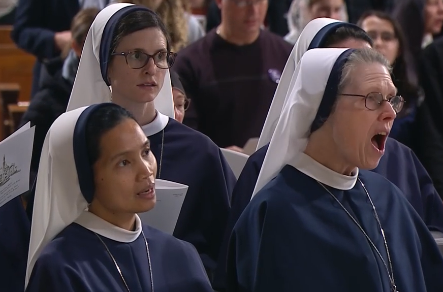 Religious sisters join pilgrims in worship during the National Prayer Vigil for Life at the Basilica of the National Shrine of the Immaculate Conception on Thursday, Jan. 22, 2026. | Credit: EWTN