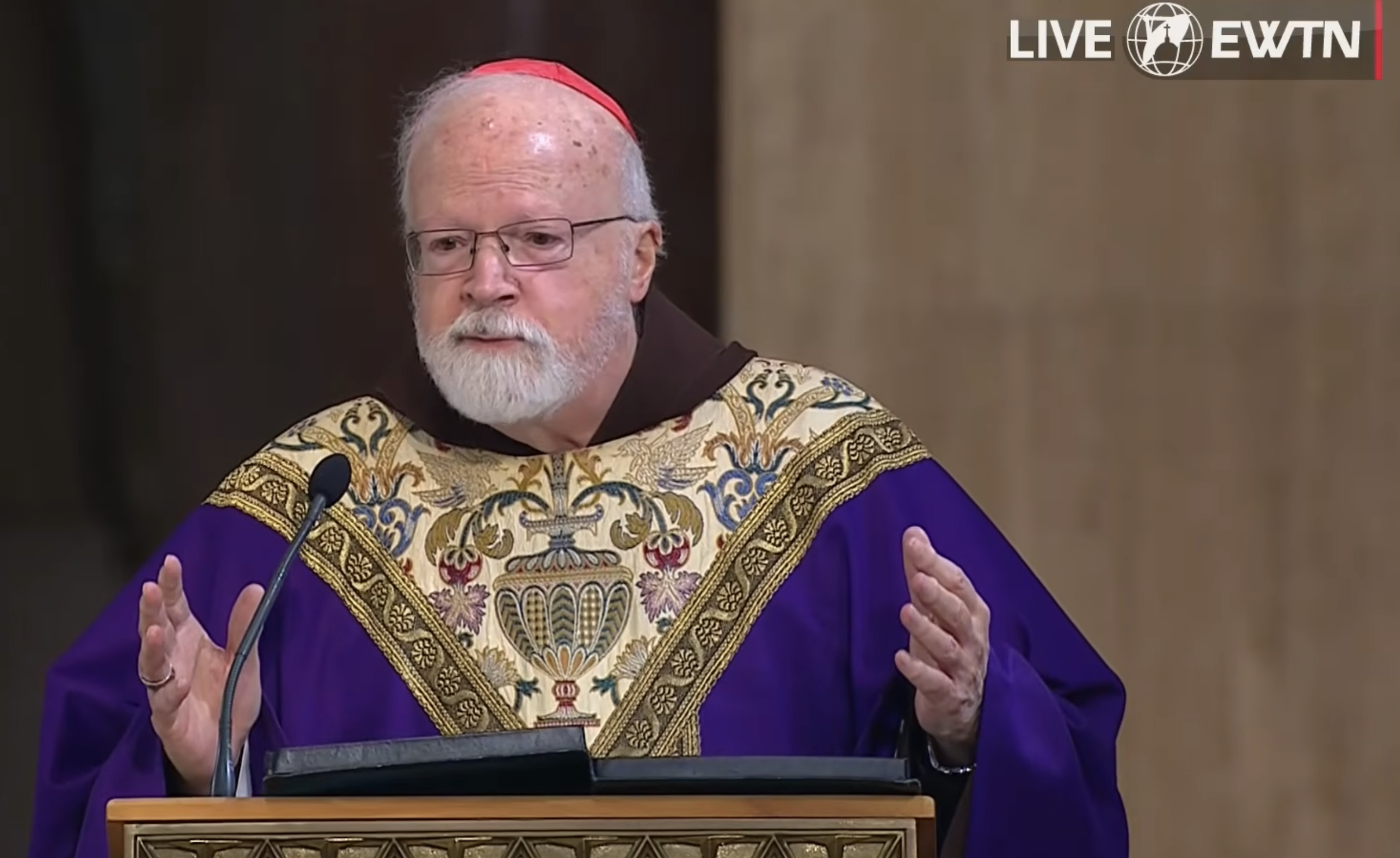 Cardinal Seán O’Malley, archbishop emeritus of Boston, offers the homily at the closing Mass for the annual National Prayer Vigil for Life at the Basilica of the National Shrine of the Immaculate Conception in Washington, D.C., on Jan. 23, 2026. | Credit: EWTN