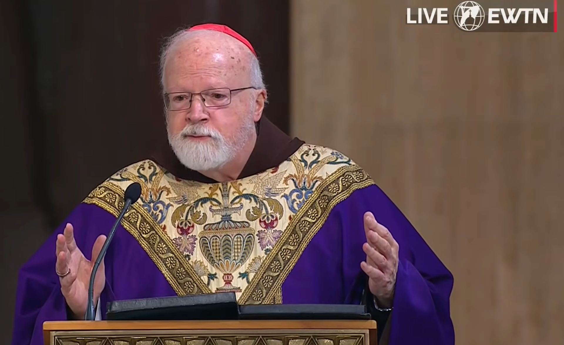 Cardinal Seán O’Malley, archbishop emeritus of Boston, offers the homily at the closing Mass for the annual National Prayer Vigil for Life at the Basilica of the National Shrine of the Immaculate Conception in Washington, D.C., on Jan. 23, 2026. | Credit: EWTN