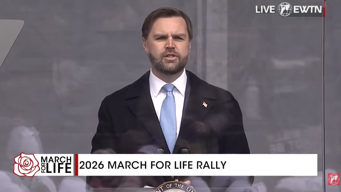 U.S. Vice President JD Vance speaks at the March for Life rally on Jan. 23, 2026, in Washington, D.C. | Credit: EWTN News/Screenshot
