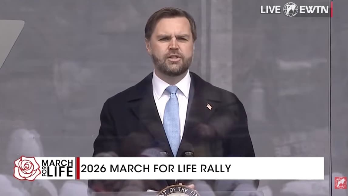 U.S. Vice President JD Vance speaks at the March for Life rally on Jan. 23, 2026, in Washington, D.C. | Credit: EWTN News/Screenshot