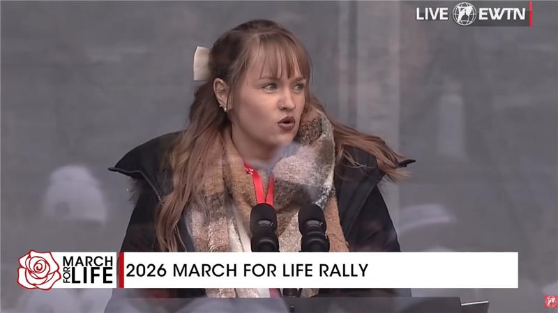 Sarah Hurm speaks at the March for Life on Jan. 23, 2026. | Credit: EWTN News/Screenshot