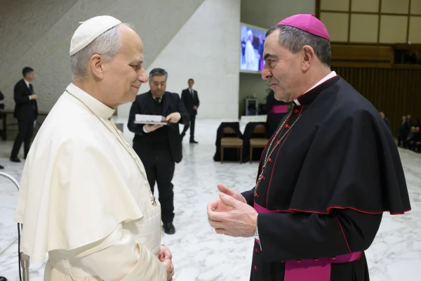 Bishop Garciandía with the pope on Jan. 21 Credit: Vatican Media
