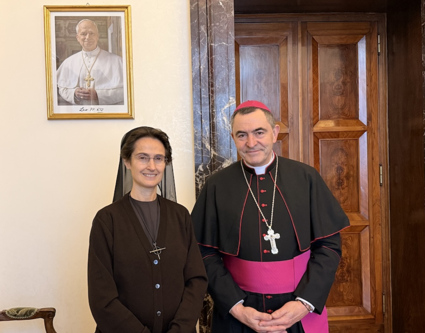 The bishop of Palencia, Mikel Garciandía, with Sister Raffaella Petrini, president of the Governorate of Vatican City State. | Credit: Vatican Media