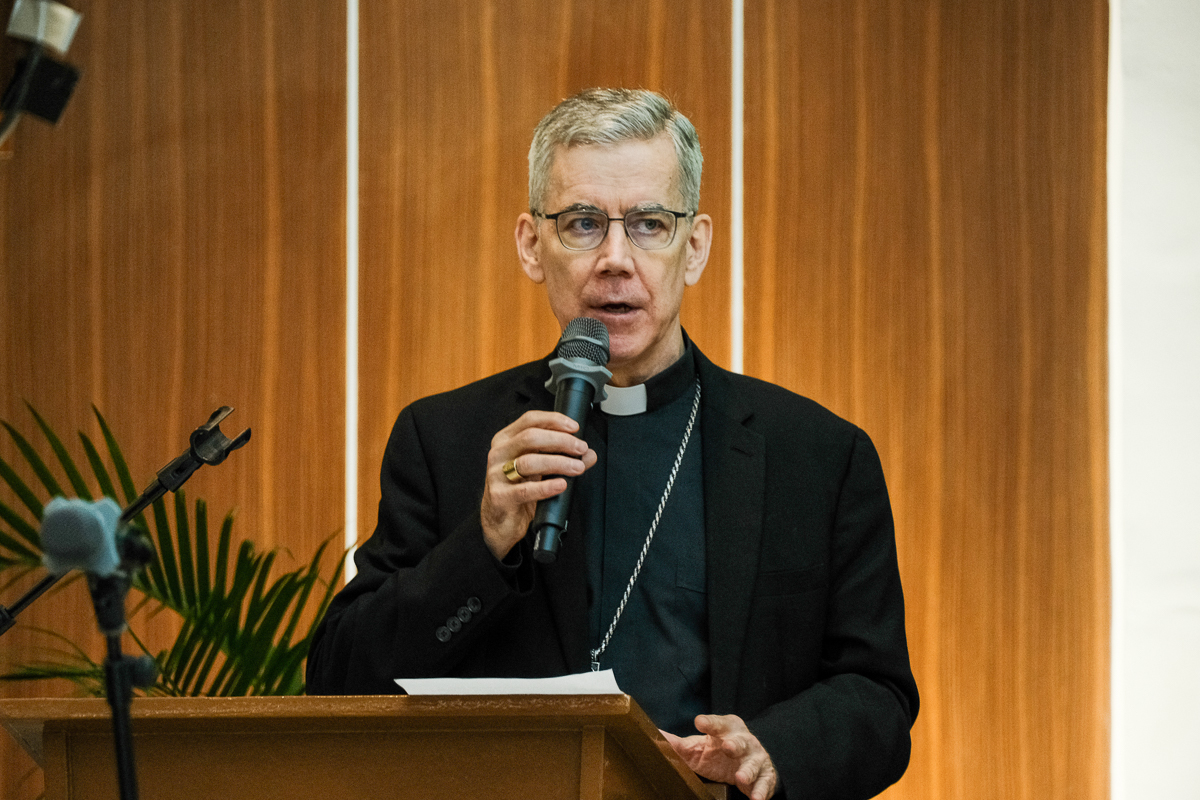 Archbishop Charles John Brown, apostolic nuncio (papal ambassador) to the Philippines, addresses the bishops on Jan 24, 2026, at the apostolic nunciature in Manila. | Credit: CBCP News