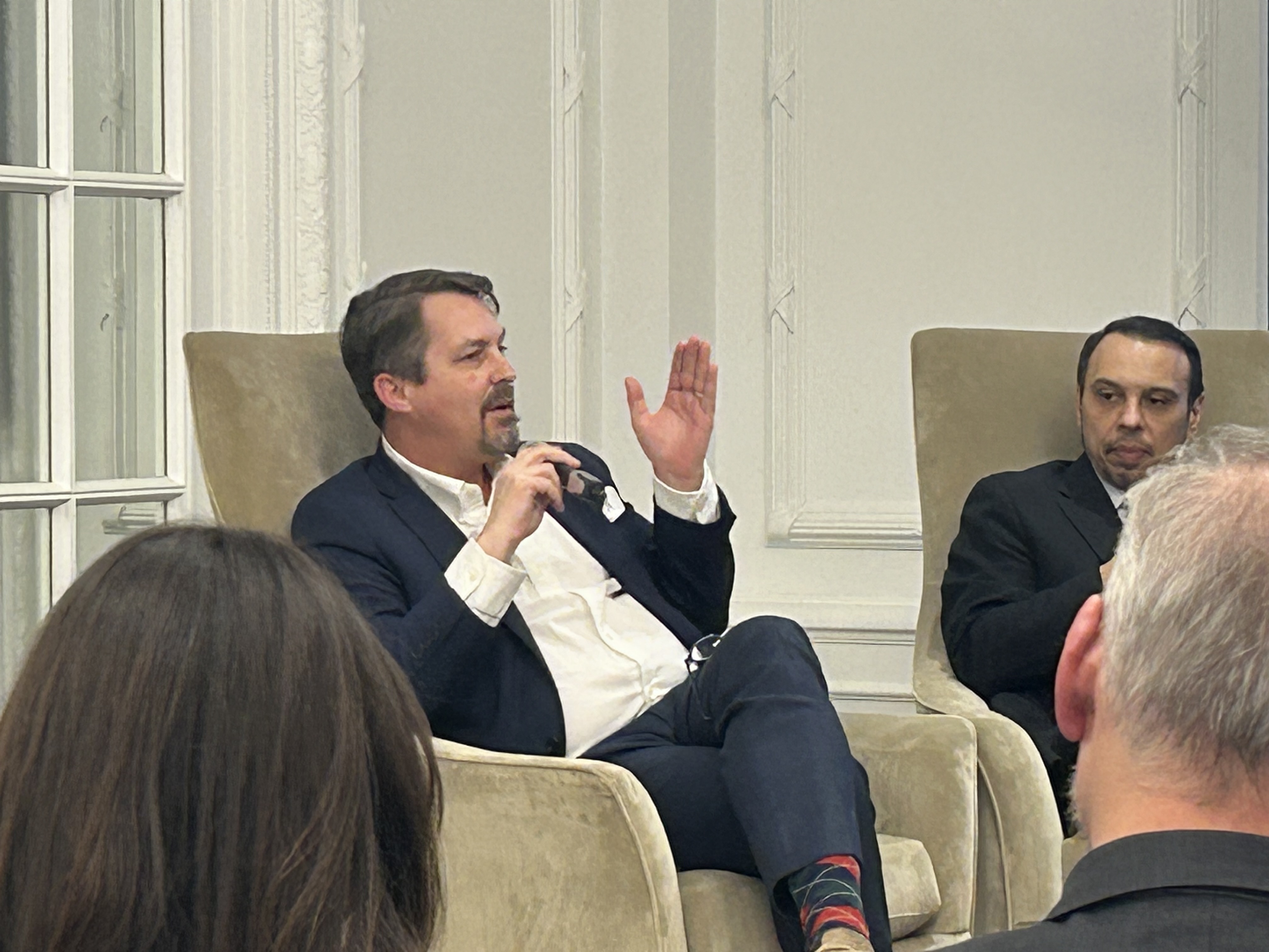 The Catholic University of America&rsquo;s Chad Pecknold (left) endorses the Hungarian think tank&rsquo;s approach to Christian migration policy. | Credit: Ken Oliver-M&eacute;ndez/EWTN News