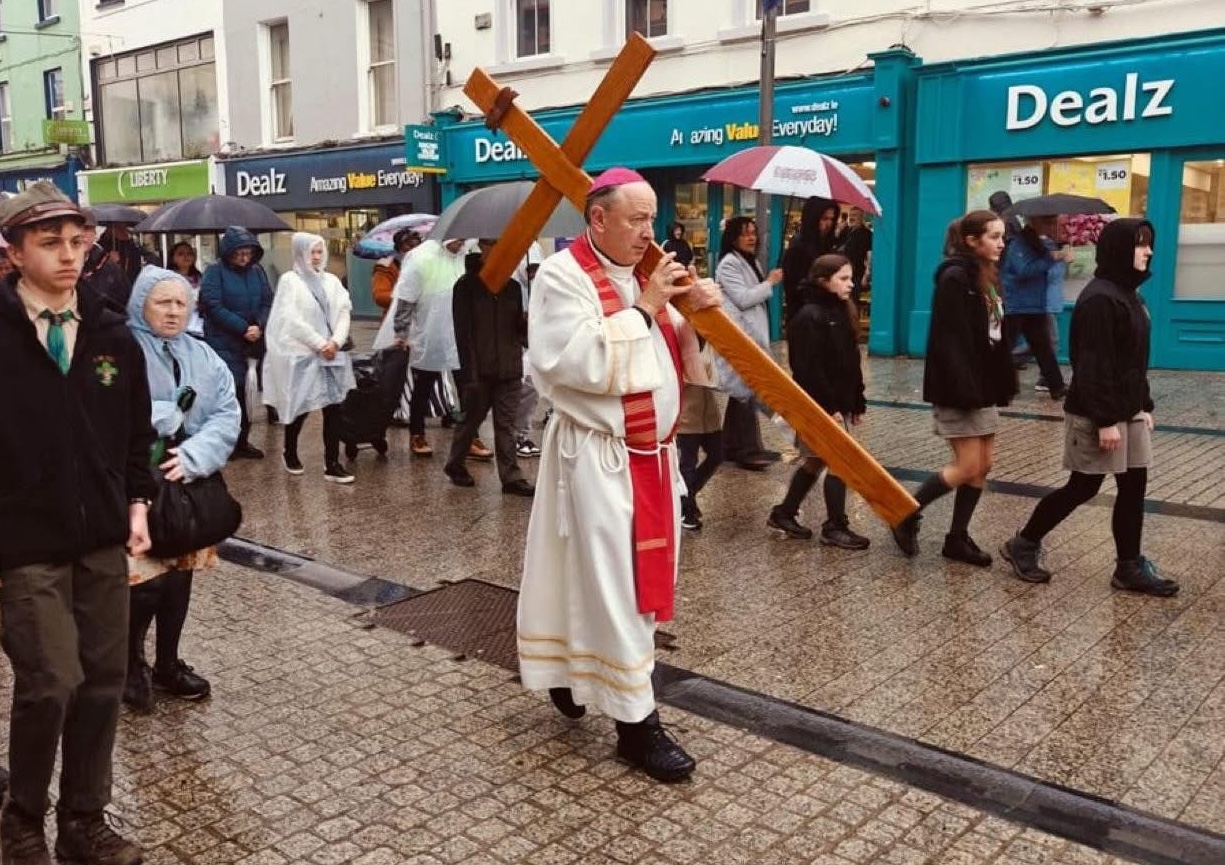 Bishop Alphonsus Cullinan of Waterford and Lismore in Ireland spent Ash Wednesday on the streets of Waterford City administering ashes. He is also known for carrying a cross through the city on Good Friday. | Credit: Photo courtesy of Bishop Alphonsus Cullinan