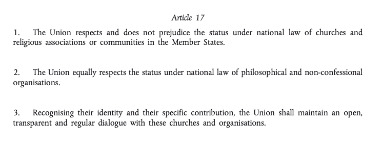 Article 17 of the Treaty of the Functioning of the European Union. | Credit: Official Journal of the European Union/Screenshot