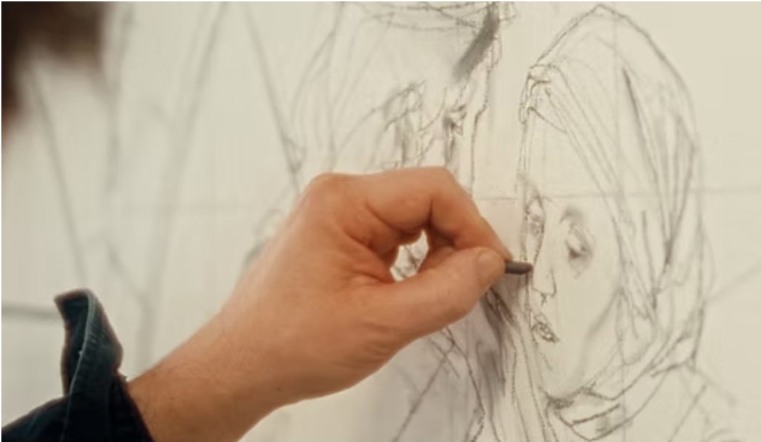 Manuel D&uuml;rr sketches the figures for the Stations of the Cross in his studio. | Credit: manuelandreasduerr.ch