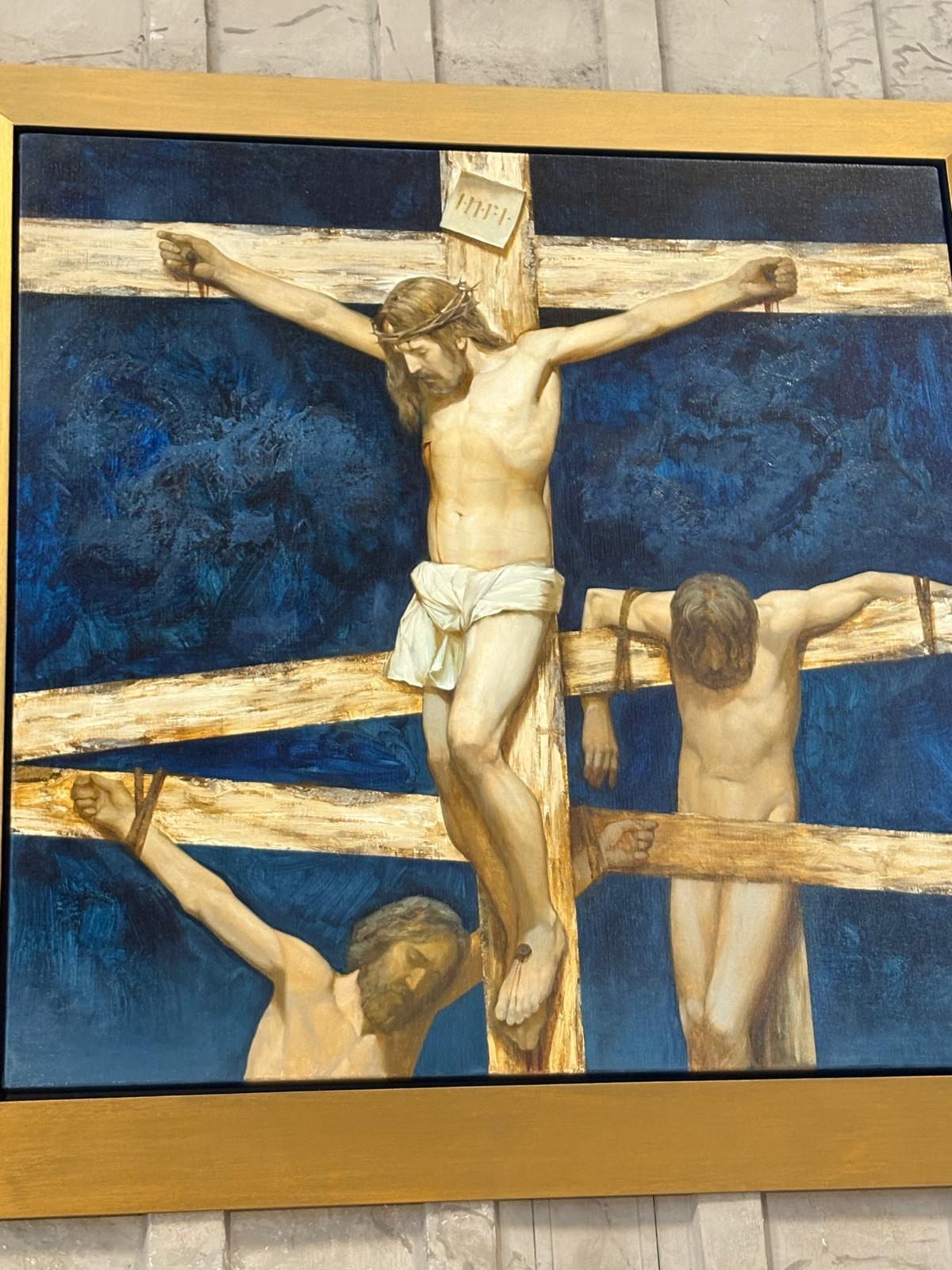 The station depicting the crucifixion of Jesus was the first and last painting the artist created. | Credit: Victoria Cardiel/EWTN News