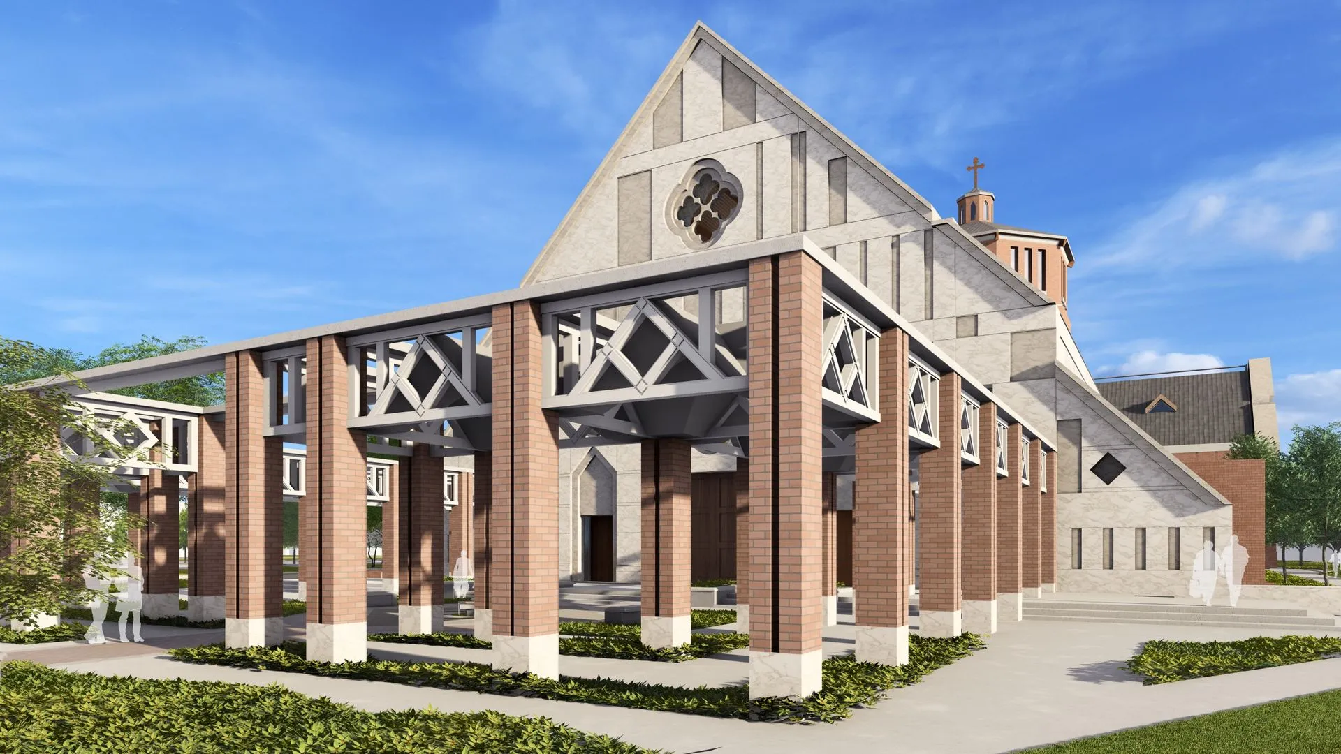 Rendering of St. Andrew Catholic Parish&rsquo;s future courtyard. | Credit: Courtesy of Father Joseph Delka