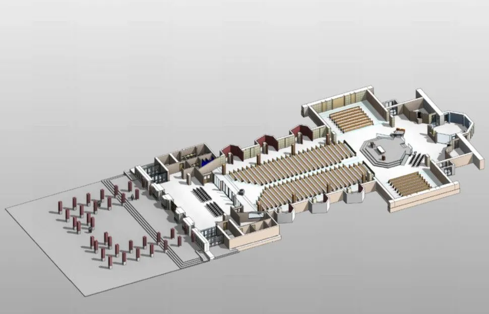 Rendering of St. Andrew Catholic Parish&rsquo;s floor plan for the Byzantine-inspired, basilica-style church, built to seat 800 people. | Credit: Courtesy of Father Joseph Delka