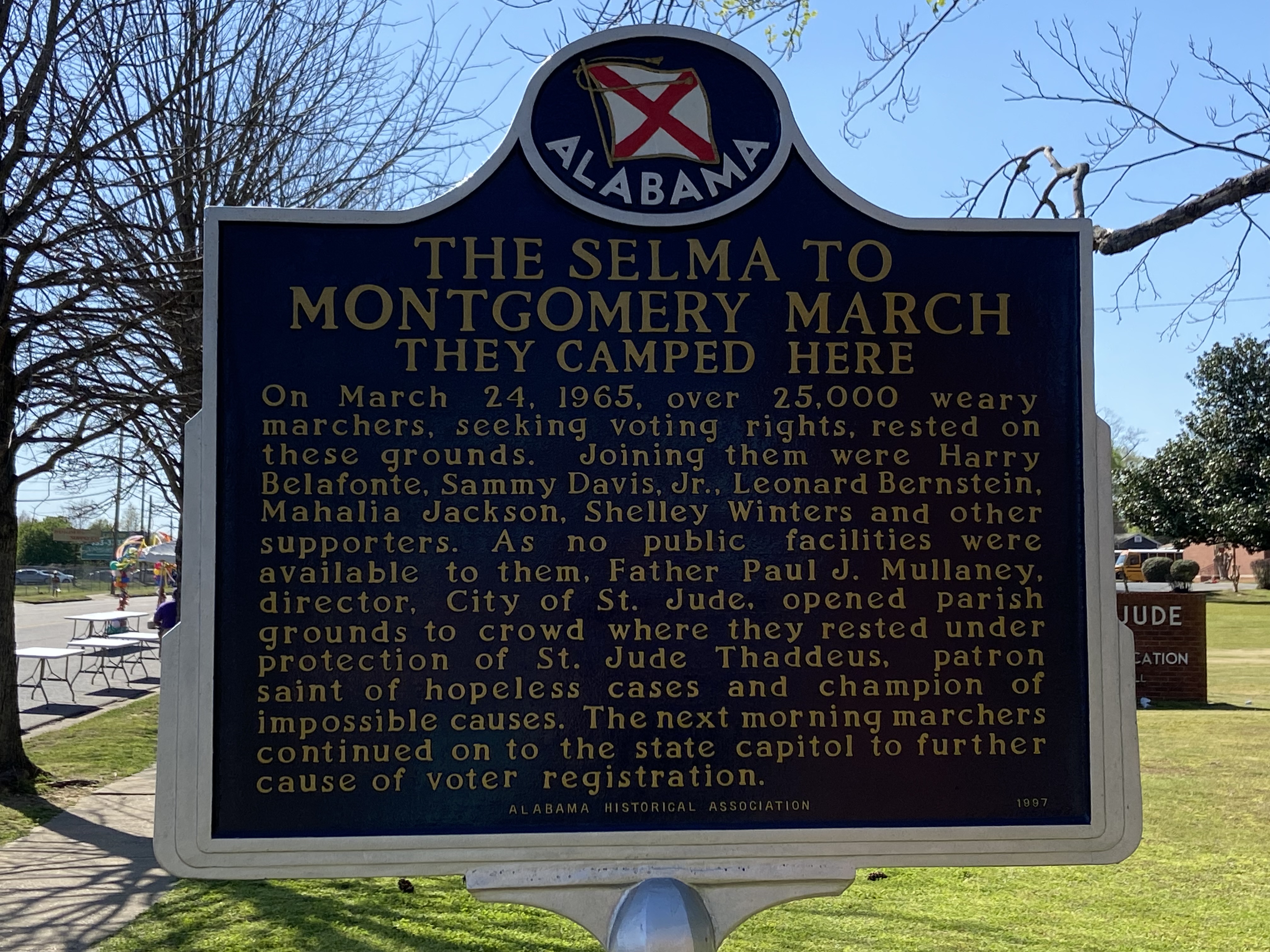 A historic marker on the grounds of the City of St. Jude. | Credit: Photo courtesy of the City of St. Jude