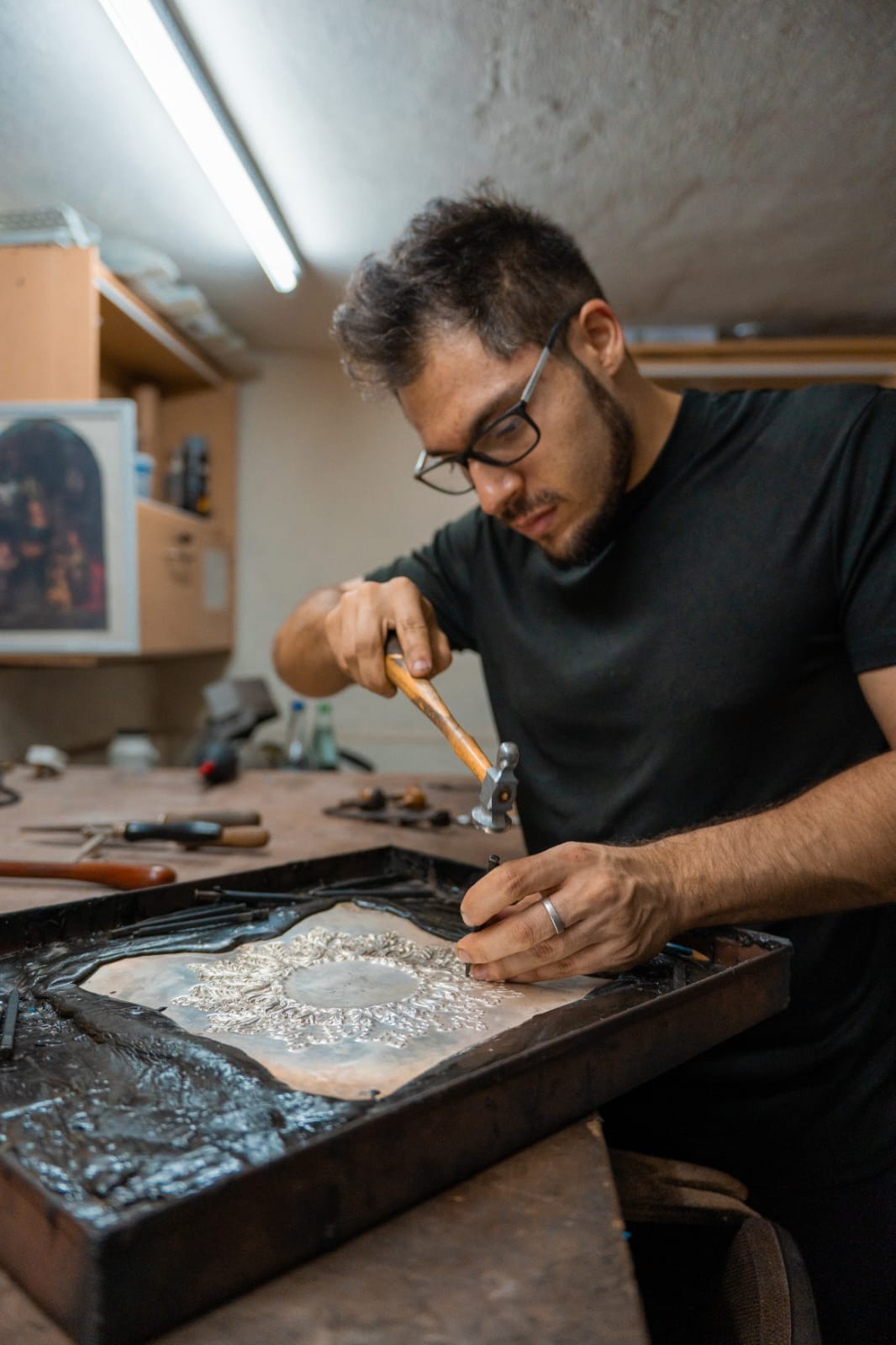 Maltese jeweler Gabriel Farrugia works on a project. | Credit: Photo courtesy of Gabriel Farrugia