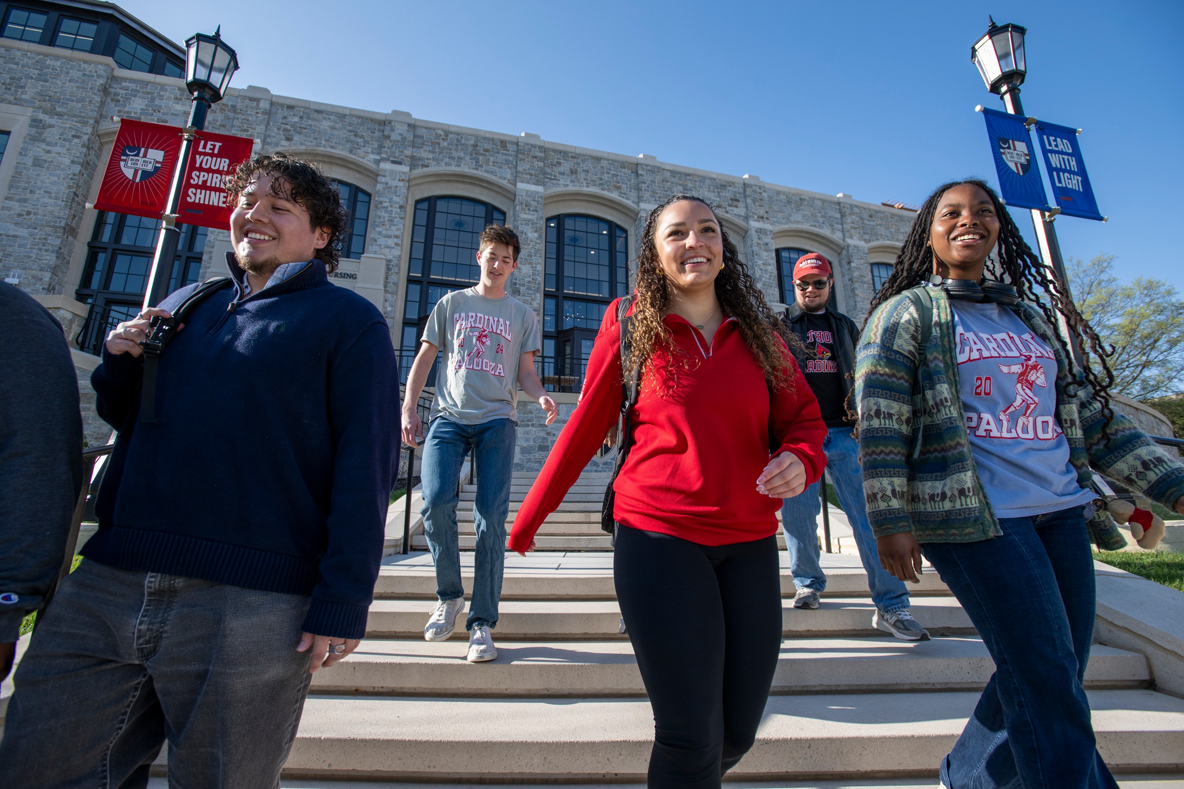 Students at The Catholic University of America walk on the Washington, D.C., campus in 2025. | Credit: Photo courtesy of The Catholic University of America