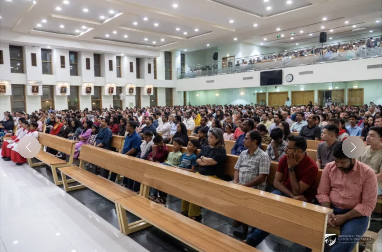 The faithful attend Mass on March 4, 2026, at St. Joseph&rsquo;s Cathedral in Abu Dhabi where the Apostolic Vicariate of Southern Arabia commemorated the 10th anniversary of the martyrdom of the Missionaries of Charity along with members of the laity. | Credit: Photo courtesy of the Apostolic Vicariate of Southern Arabia