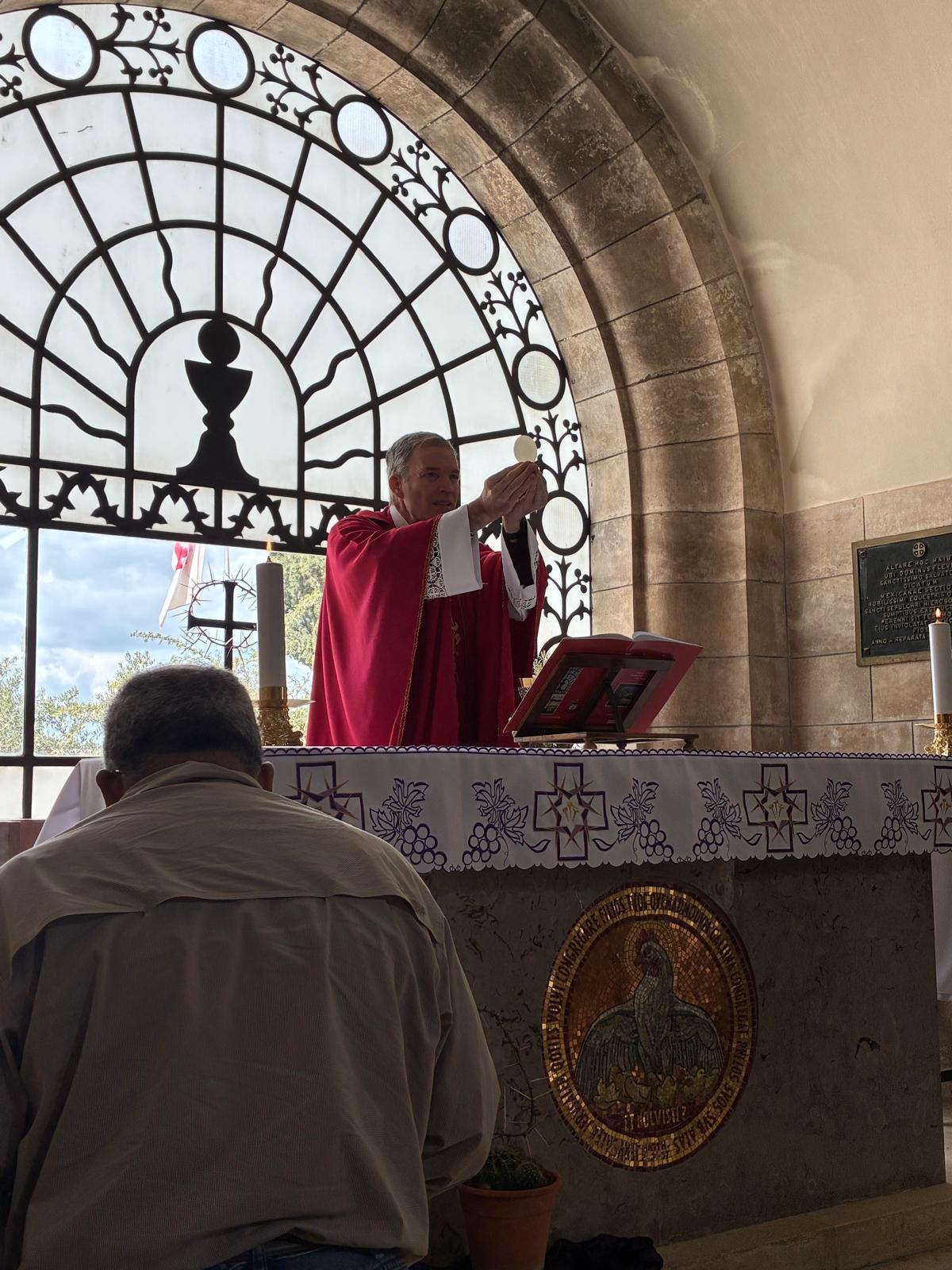 Father Anthony Wieck, SJ, says Mass at the Dominus Flevit Church in Jerusalem on Saturday, Feb. 28, 2026. | Credit: Father Anthony Wieck, SJ