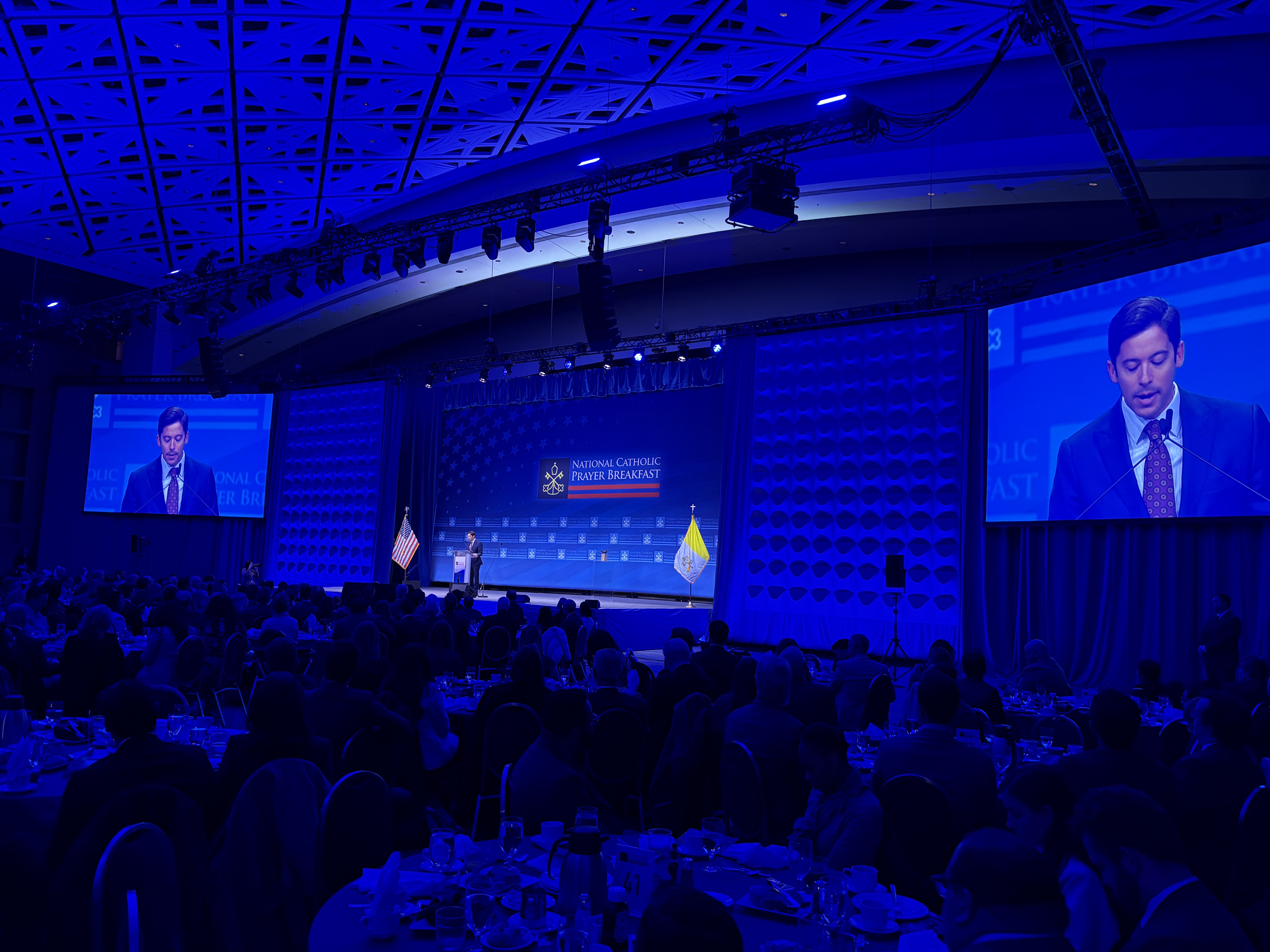 Michael Knowles, Catholic author, political commentator, and Daily Wire host, addresses the National Catholic Prayer Breakfast in Washington, D.C., on March 19, 2026. | Credit: Tessa Gervasini/EWTN News