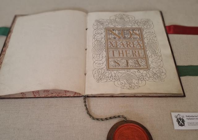 The original document by Empress Maria Theresa relating to the establishment of the Diocese of Bansk� Bystrica in Slovakia is displayed at the diocesan archive. | Credit: Archive of the Diocese of Bansk� Bystrica