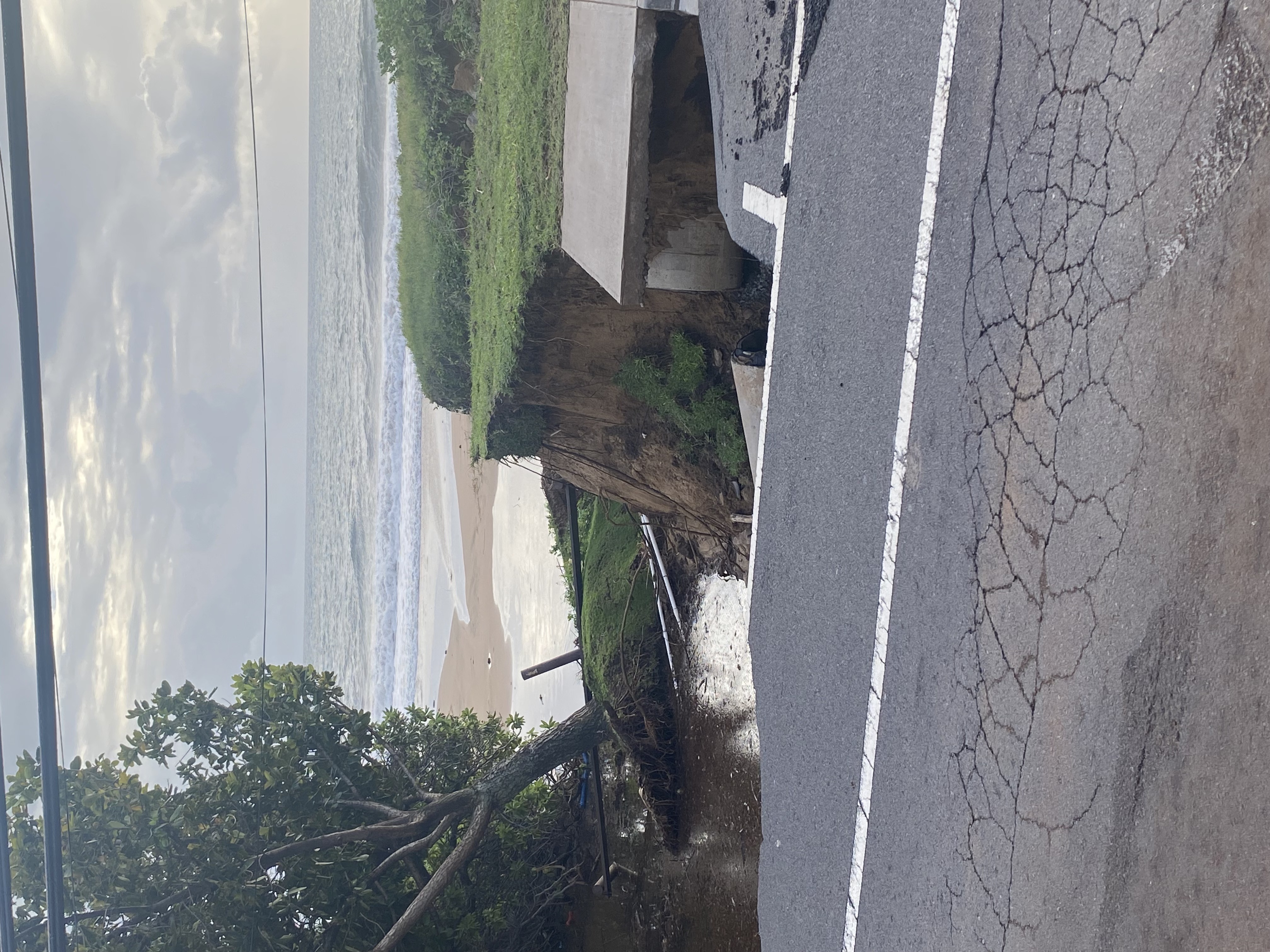 Damage to the roads around St. Theresa Parish, Kihei, Maui, March 23, 2026. | Credit: Photo courtesy of Karen Powers