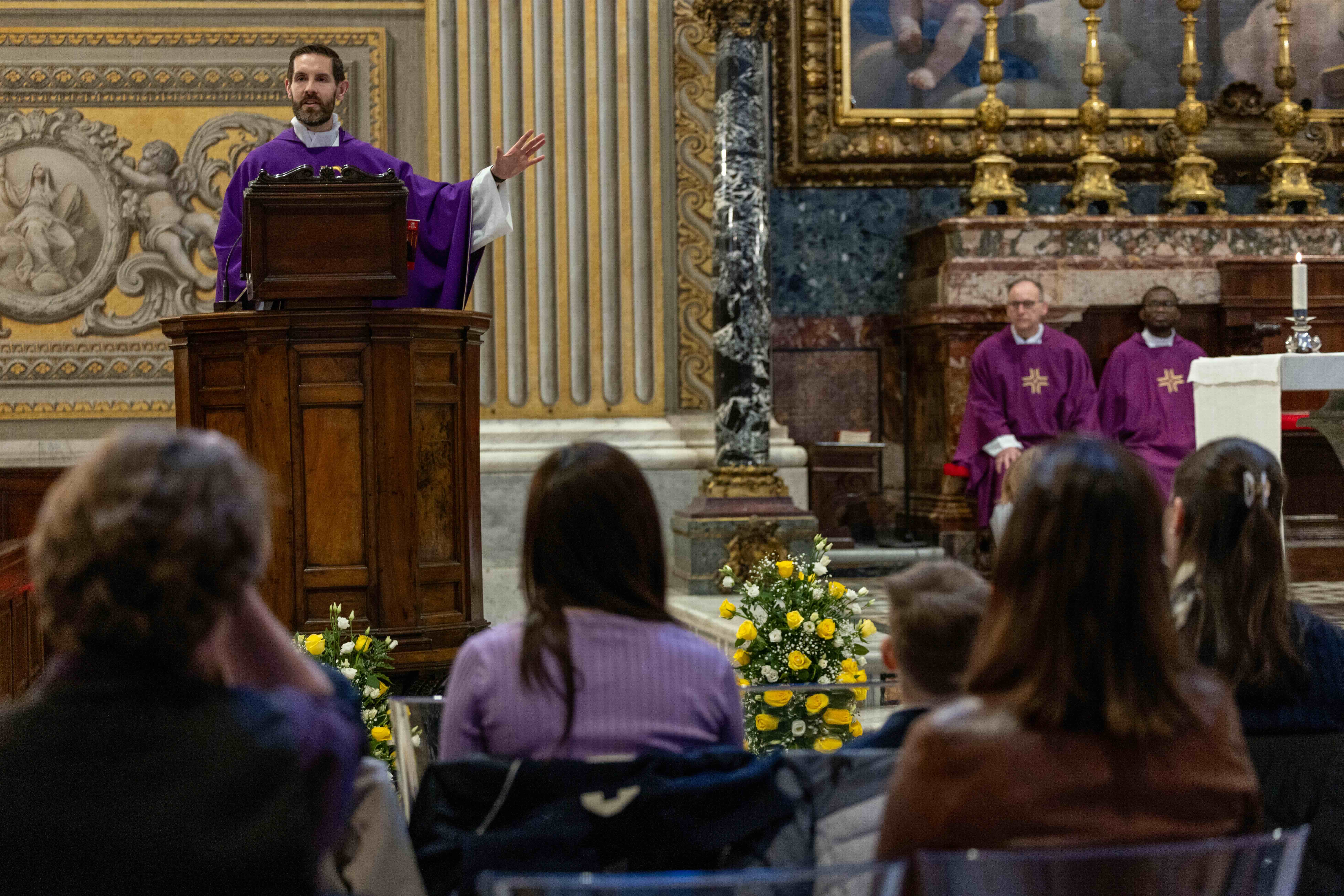 Father Michael Baggot, LC, delivers the homily at the memorial Mass for Mother Angelica celebrated at St. Peter’s Basilica on March 27, 2026. | Credit: Daniel Ibáñez/EWTN News