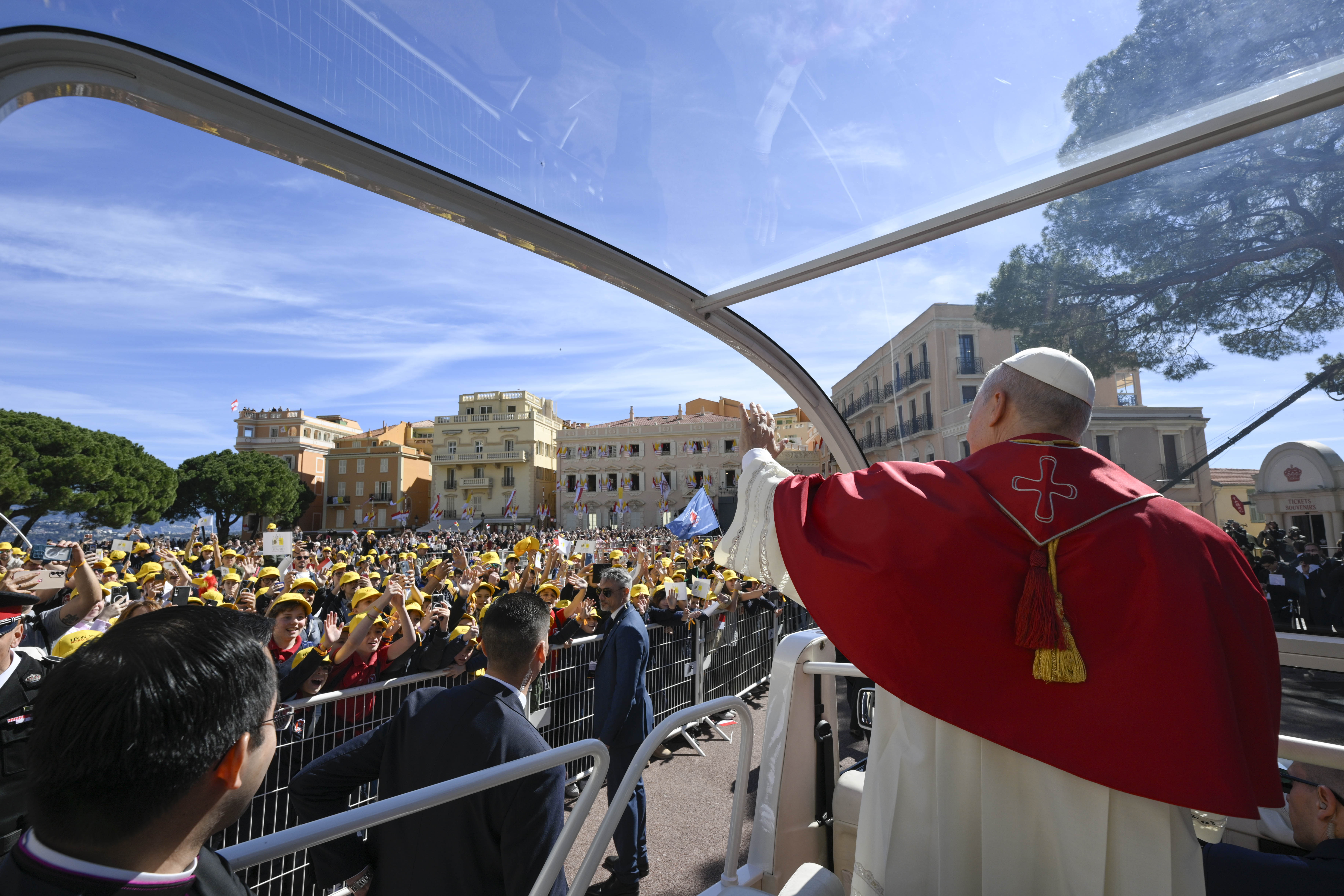 Pope Leo XIV greets crowds in Monaco on Saturday, March 28, 2026 | Credit: Vatican Media