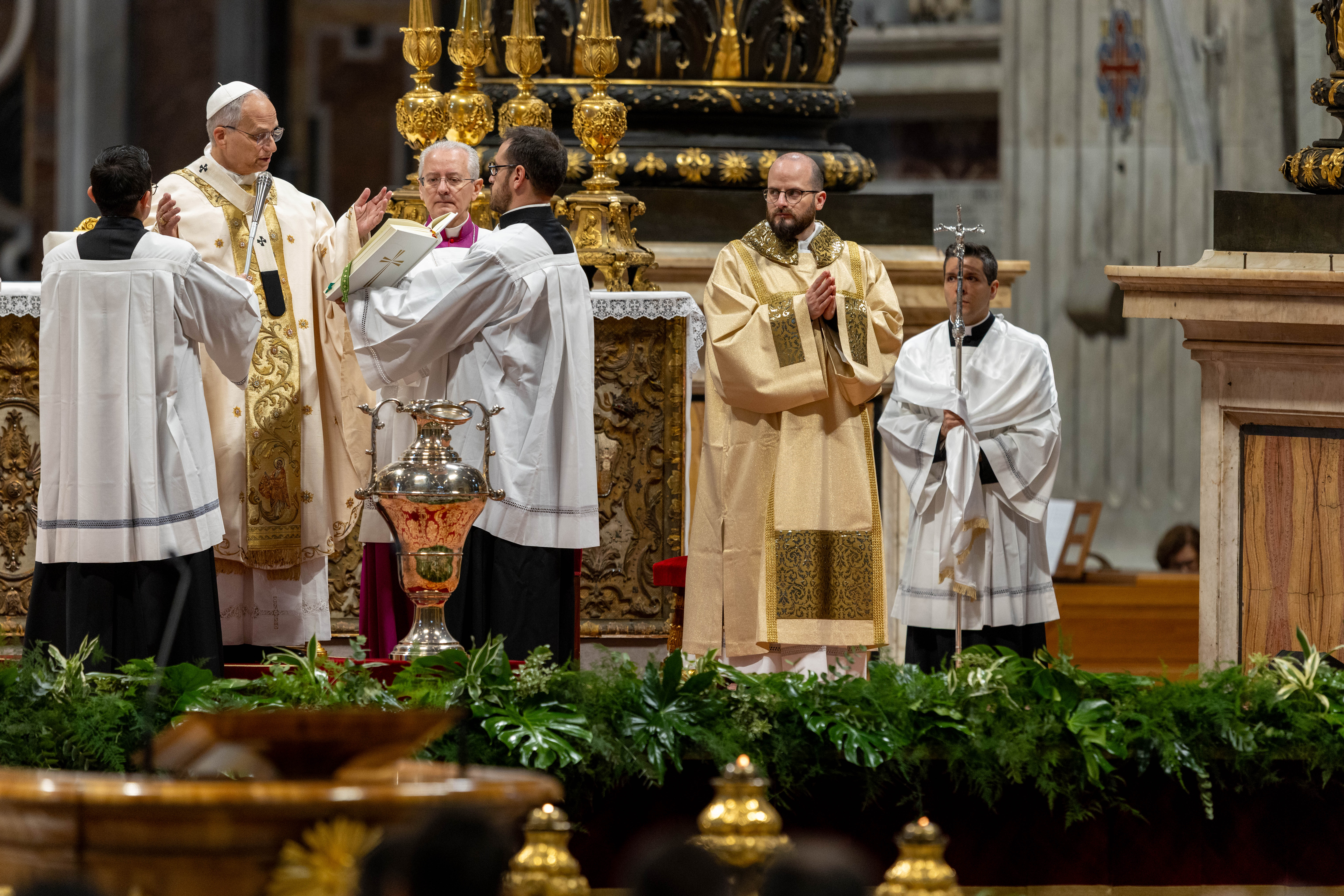Pope Leo XIV presides over a chrism Mass at the Vatican on Holy Thursday, April 2, 2026. | Credit: Daniel Ib&aacute;&ntilde;ez/EWTN News
