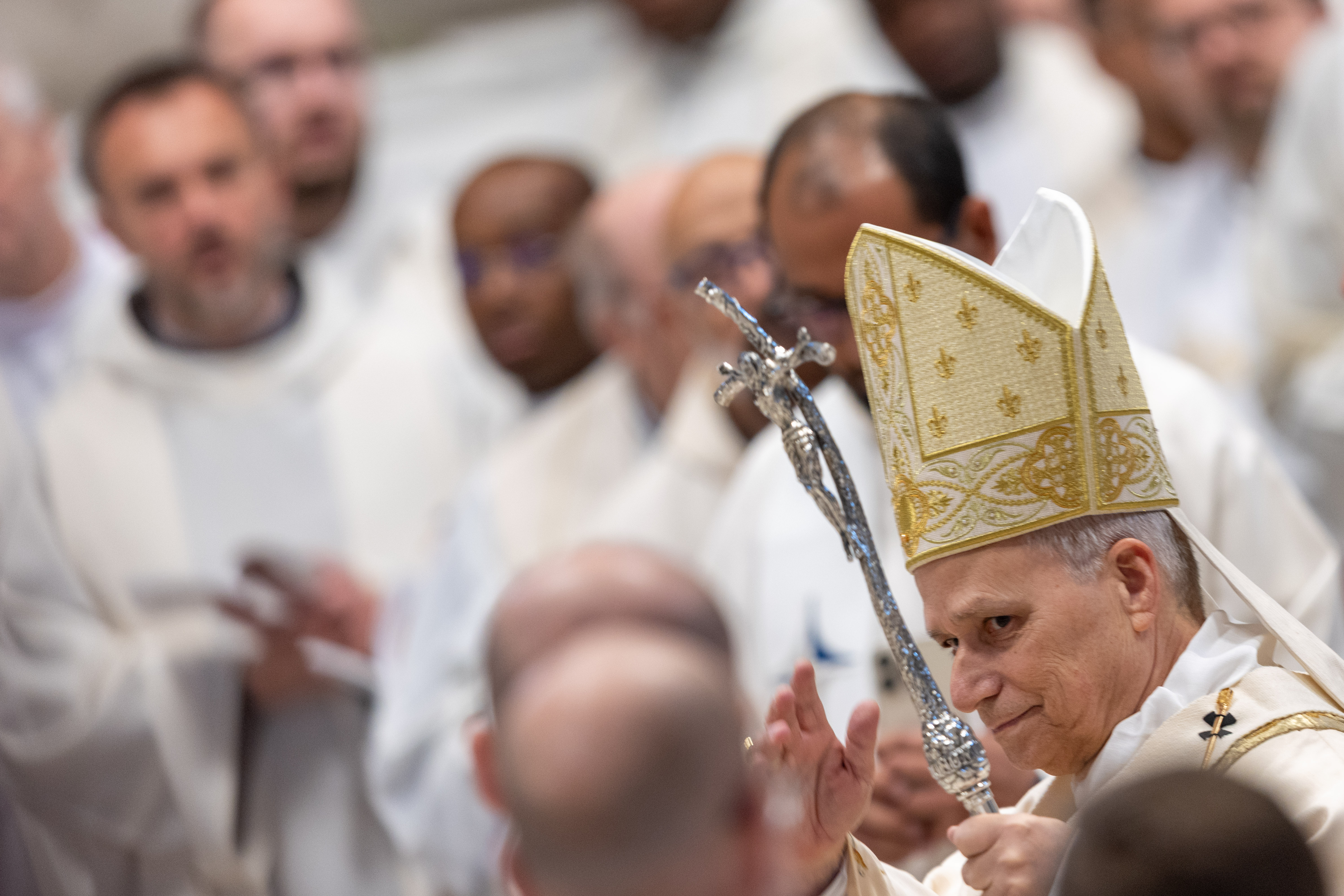 Pope Leo XIV greets clergy at a chrism Mass at the Vatican on Holy Thursday, April 2, 2026. | Credit: Daniel Ib&aacute;&ntilde;ez/EWTN News
