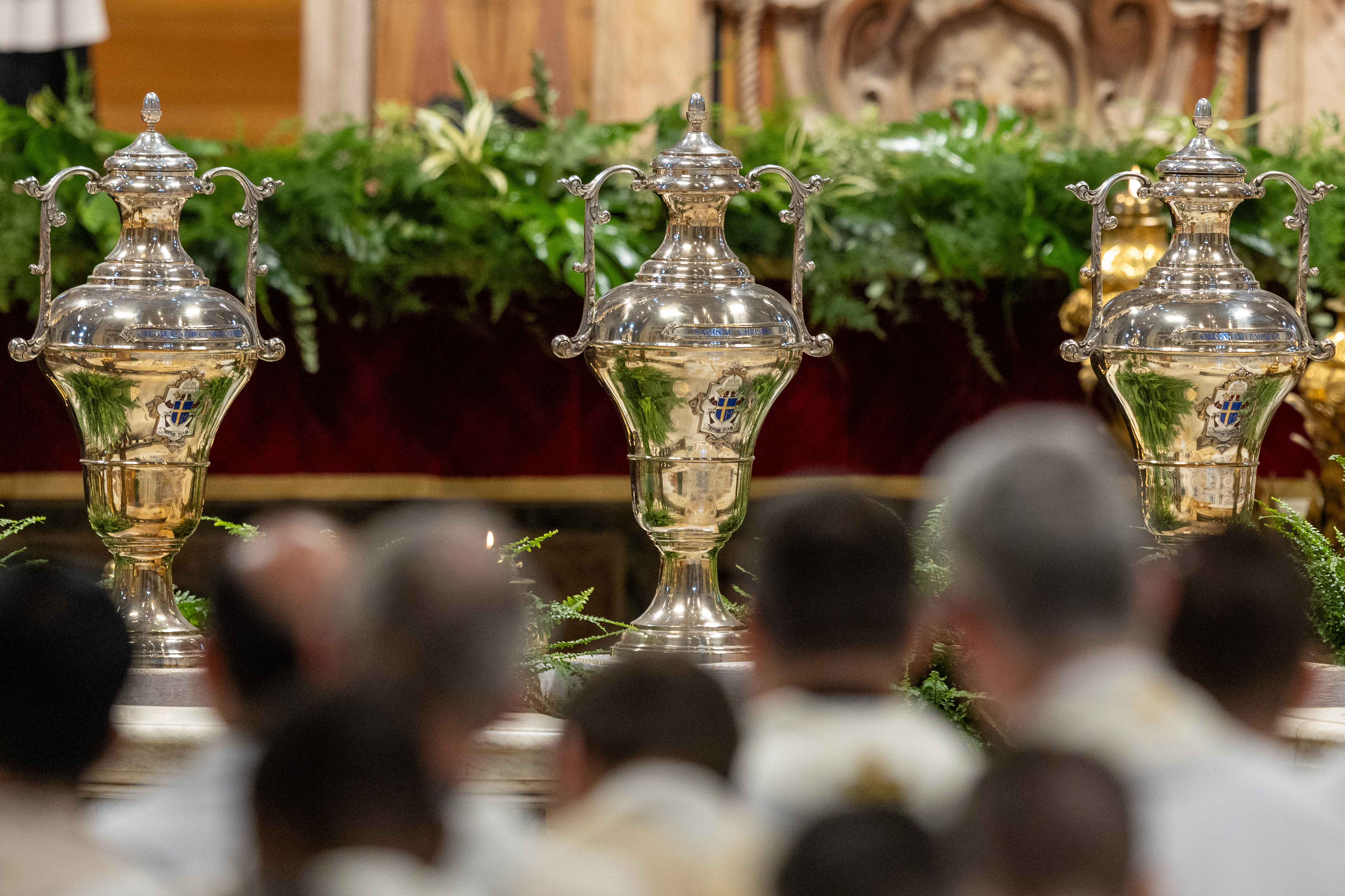 Chrismaria stand in a line at a chrism Mass at the Vatican on Holy Thursday, April 2, 2026. | Credit: Daniel Ib&aacute;&ntilde;ez/EWTN News