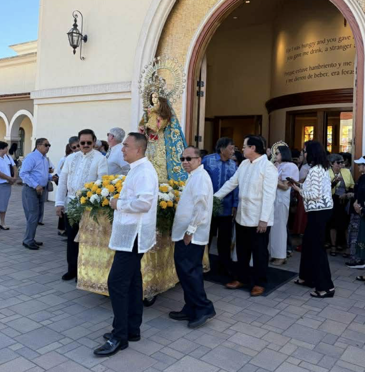 Procession by the devotees of Our Lady of the Rosary of Manaoag–San Diego after the May 24, 2025, Mass honoring Our Lady of Manaoag at St. Mary Parish, National City, California. | Credit: Photo courtesy of Salvacion Peralta