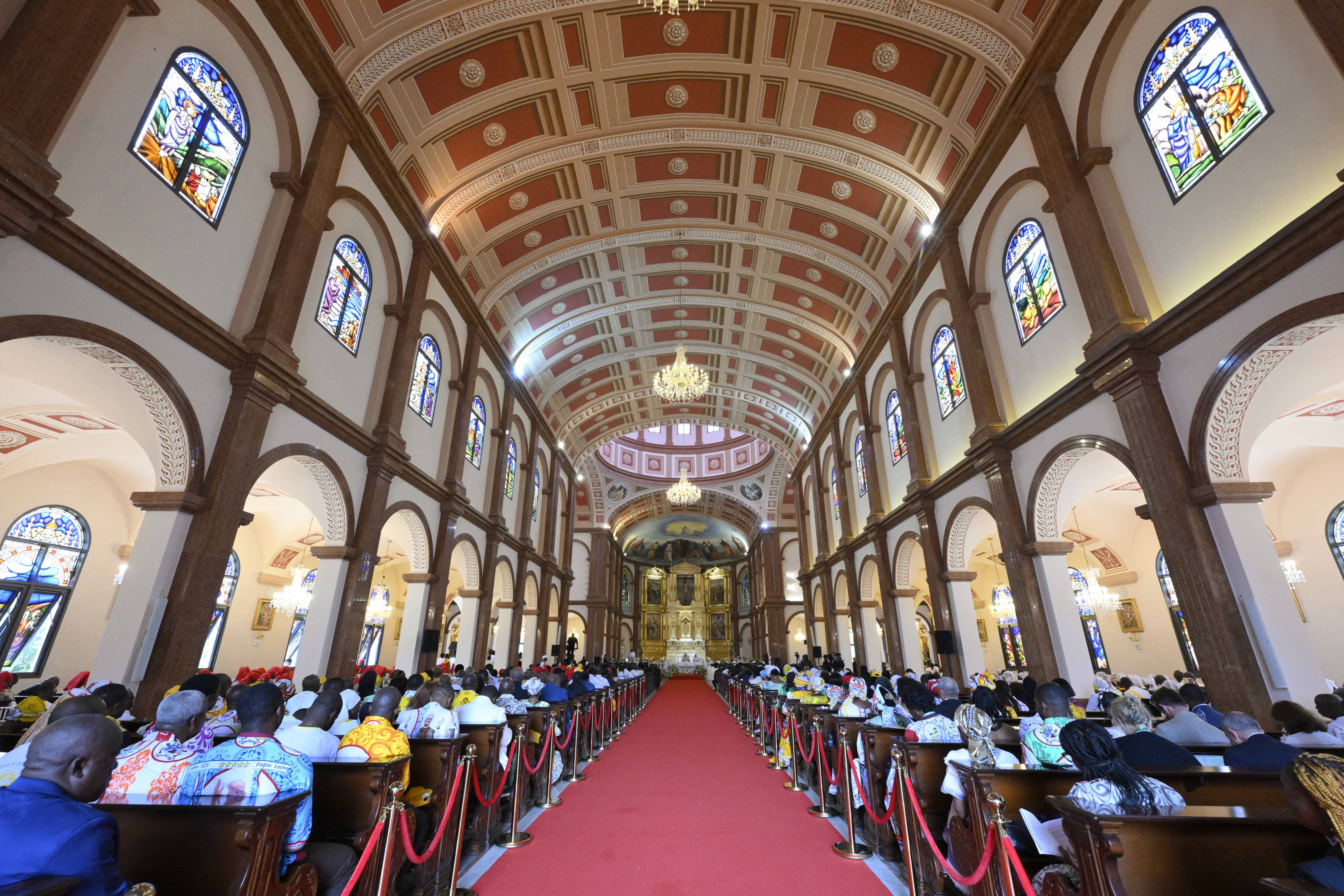 Pope Leo XIV presides over Mass at the Basilica of the Immaculate Conception in Mengomeyén, Equatorial Guinea, Wednesday, April 22, 2026. | Credit: Vatican Media