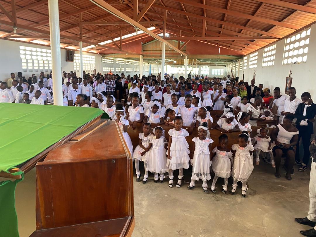 Kizito Family children prepare for their first holy Communion. | Credit: Photo courtesy of Sister Paesie