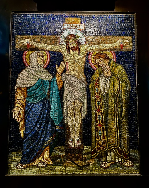 A mosaic of the Crucifixion at St. Mary Star of the Sea Parish in Jackson, Michigan. | Credit: Photo courtesy of Father Timothy Nelson