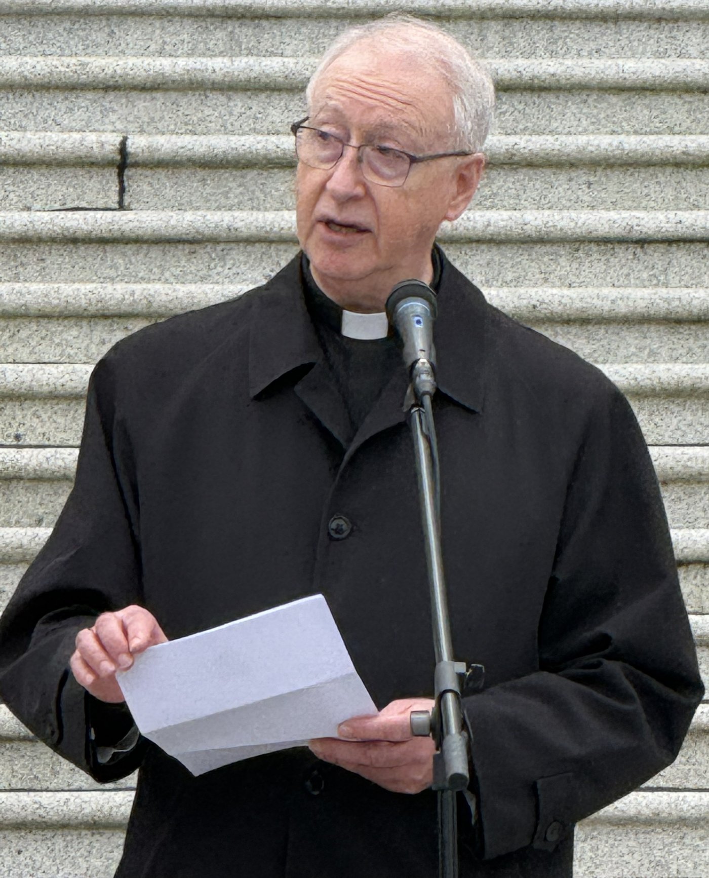 Vancouverʼs Archbishop Richard Smith speaks in front of the legislature at the Victoria March for Life on May 14,2026. | Photo courtesy of the Diocese of Victoria