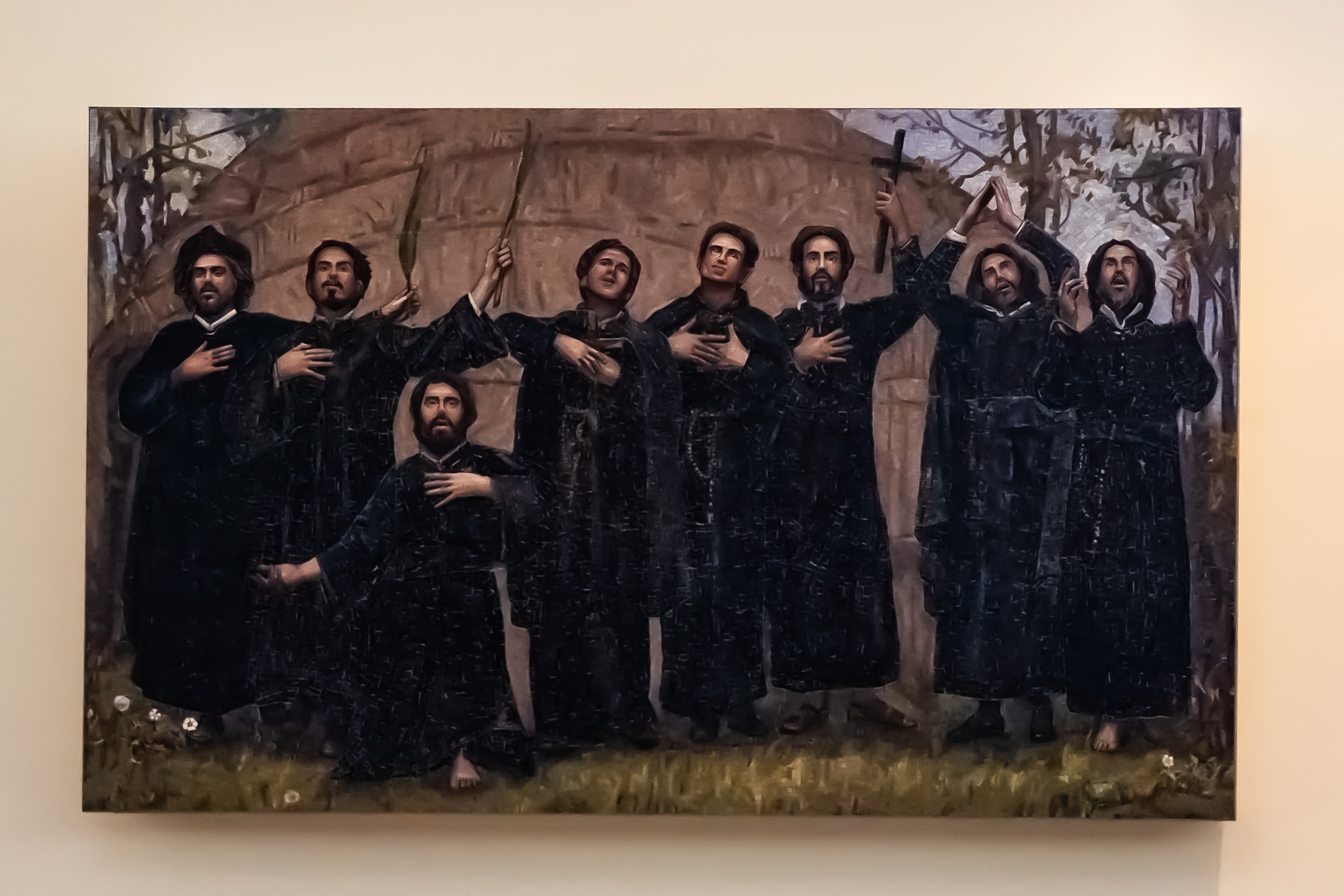 The Jesuit missionaries who first brought the Catholic faith to Virginia in 1570 are honored in this image at St. Bede Catholic Church in Williamsburg, Virginia. | Credit: Jeffrey Bruno/EWTN News