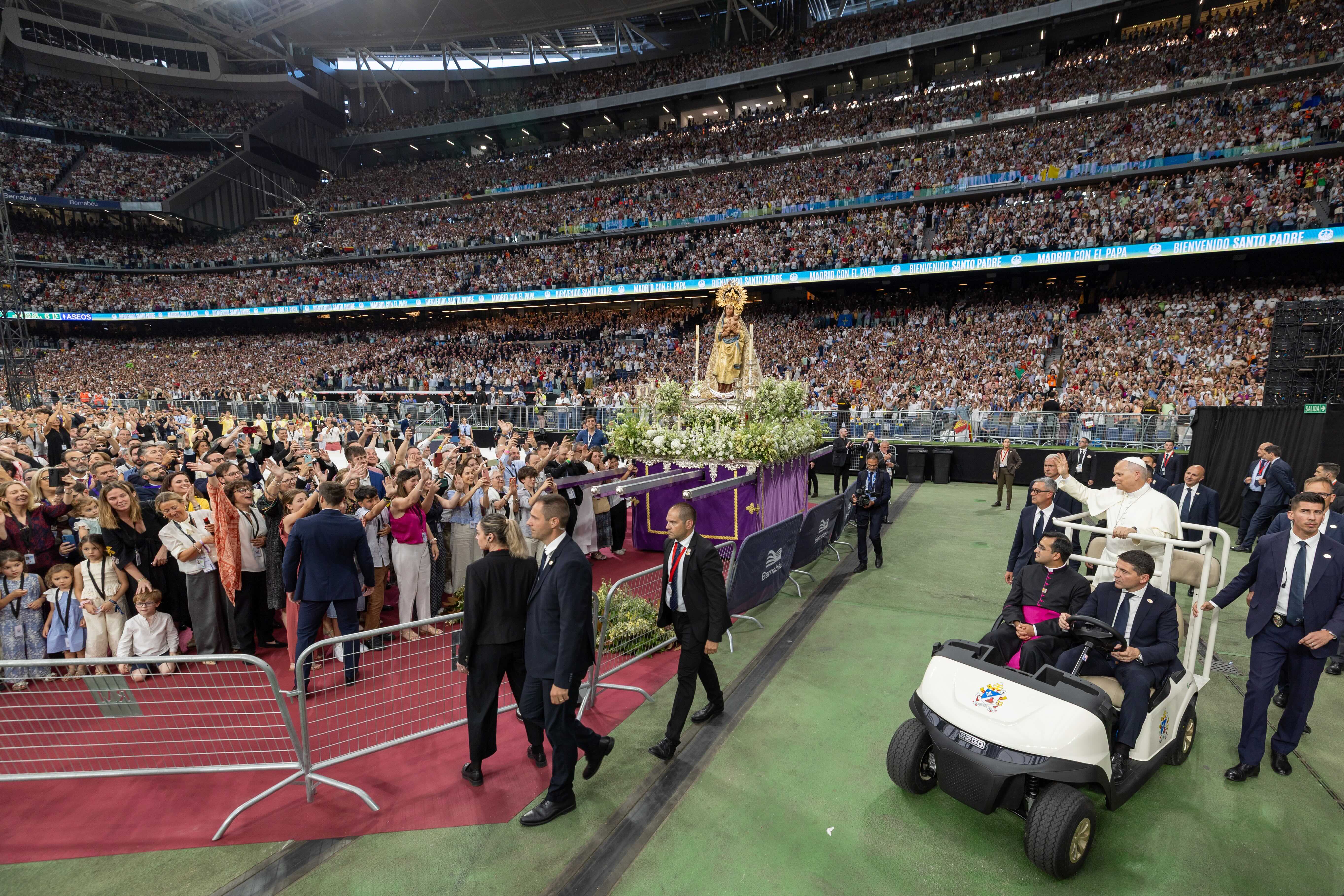 Pope Leo scores goal for the Gospel at soccer stadium