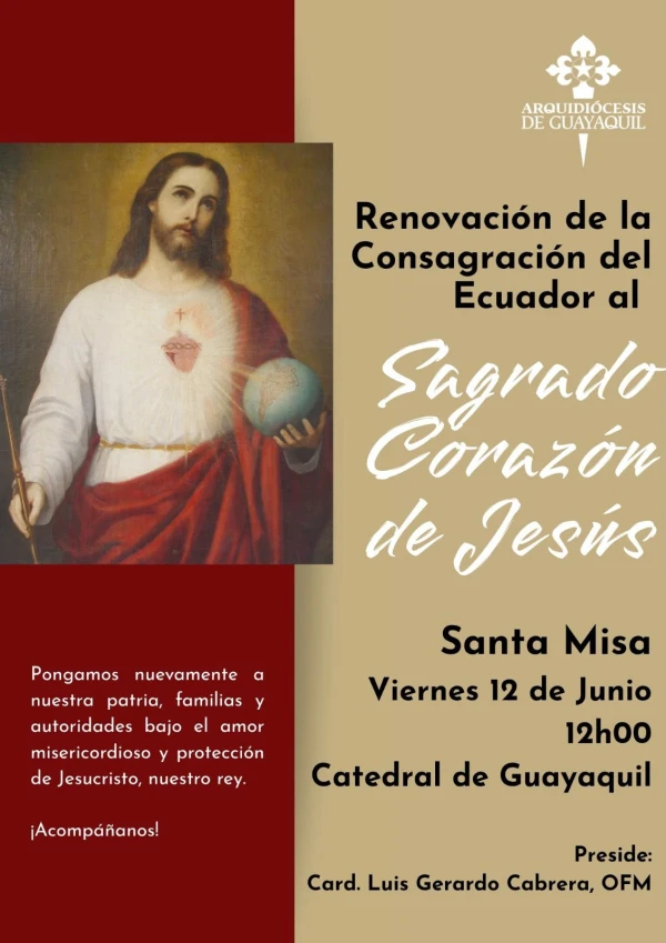 Invitation to participate in the renewal of the consecration to the Sacred Heart of Jesus. | Credit: Archdiocese of Guayaquil