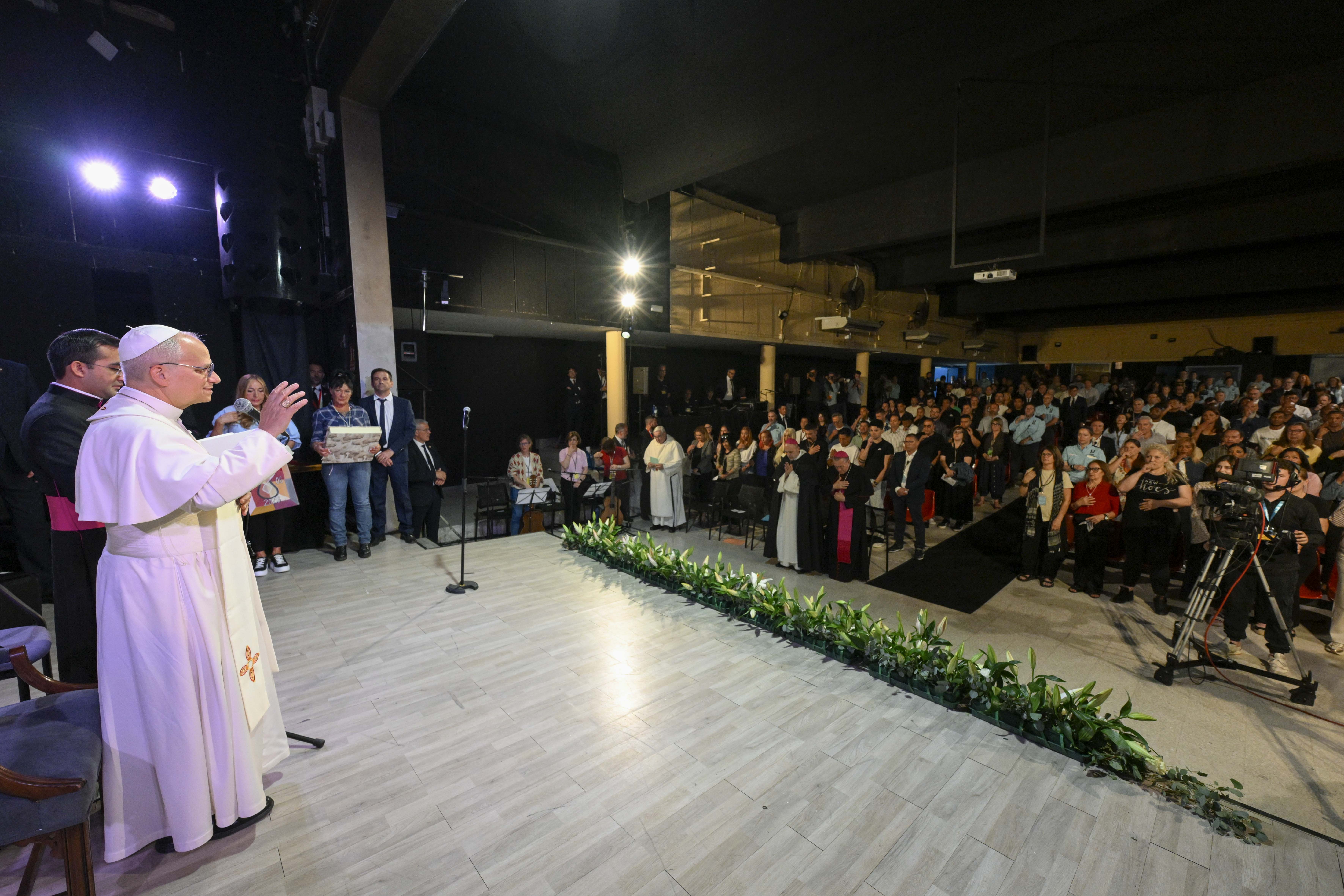 Pope Leo XIV visits Brians 1 Prison in Barcelona, June 10, 2026. The Holy Father's weeklong trip to Spain includes visits to historic Catholic sites and a trip to the Canary Islands. | Credit: Vatican Media