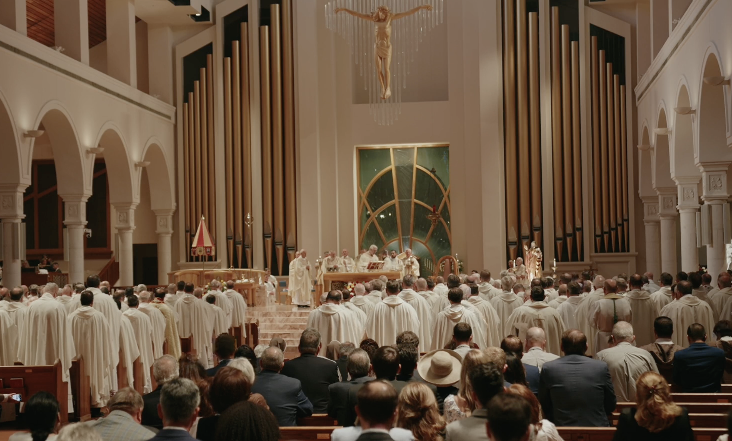 U.S. bishops consecrate the nation to the Sacred Heart of Jesus at the Basilica of the National Shrine of Mary, Queen of the Universe in Orlando, Florida on June 11, 2026. | Credit: USCCB/YouTube/screenshot