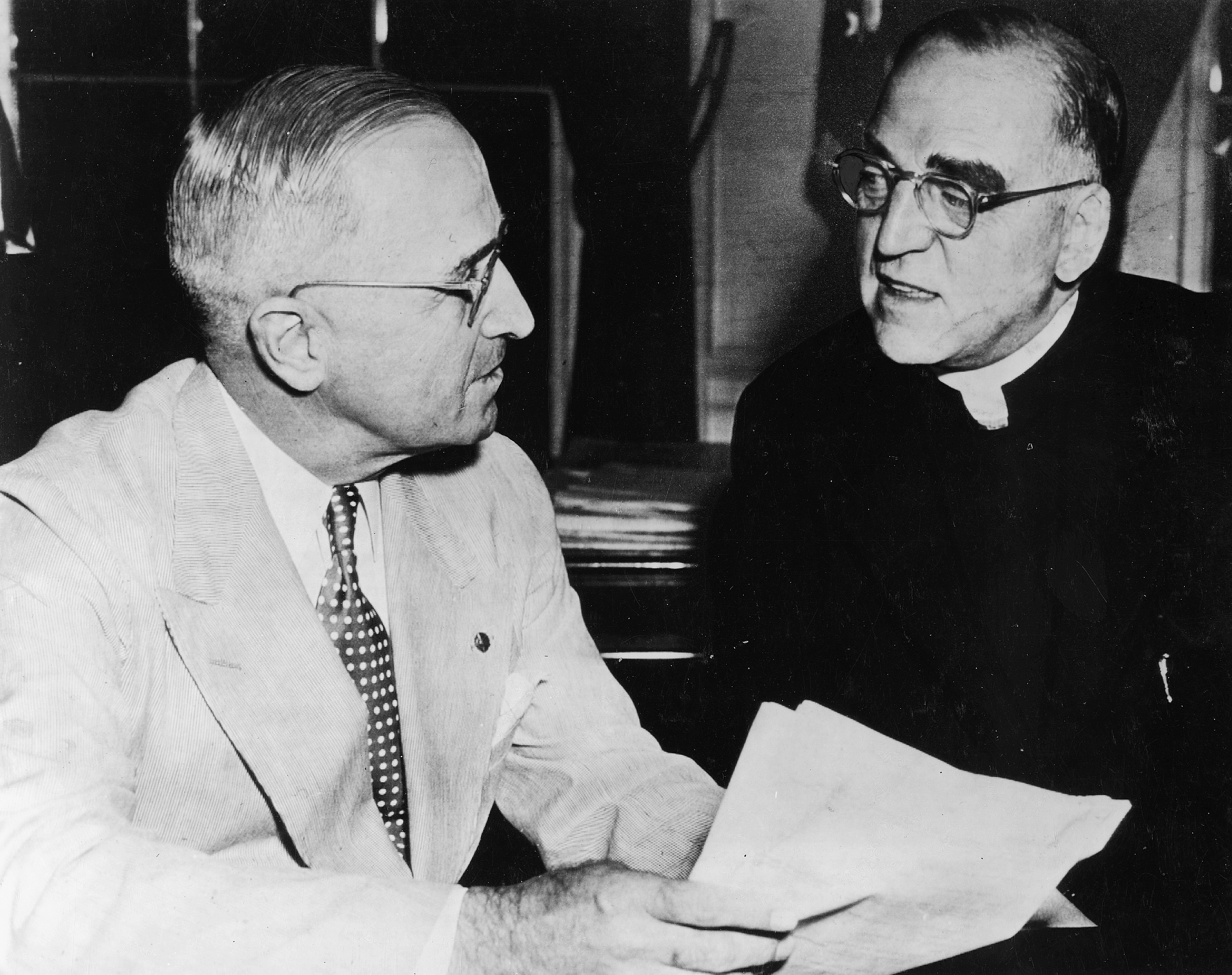 Father Edward J. Flanagan presenting his report, “Children of Defeat,
