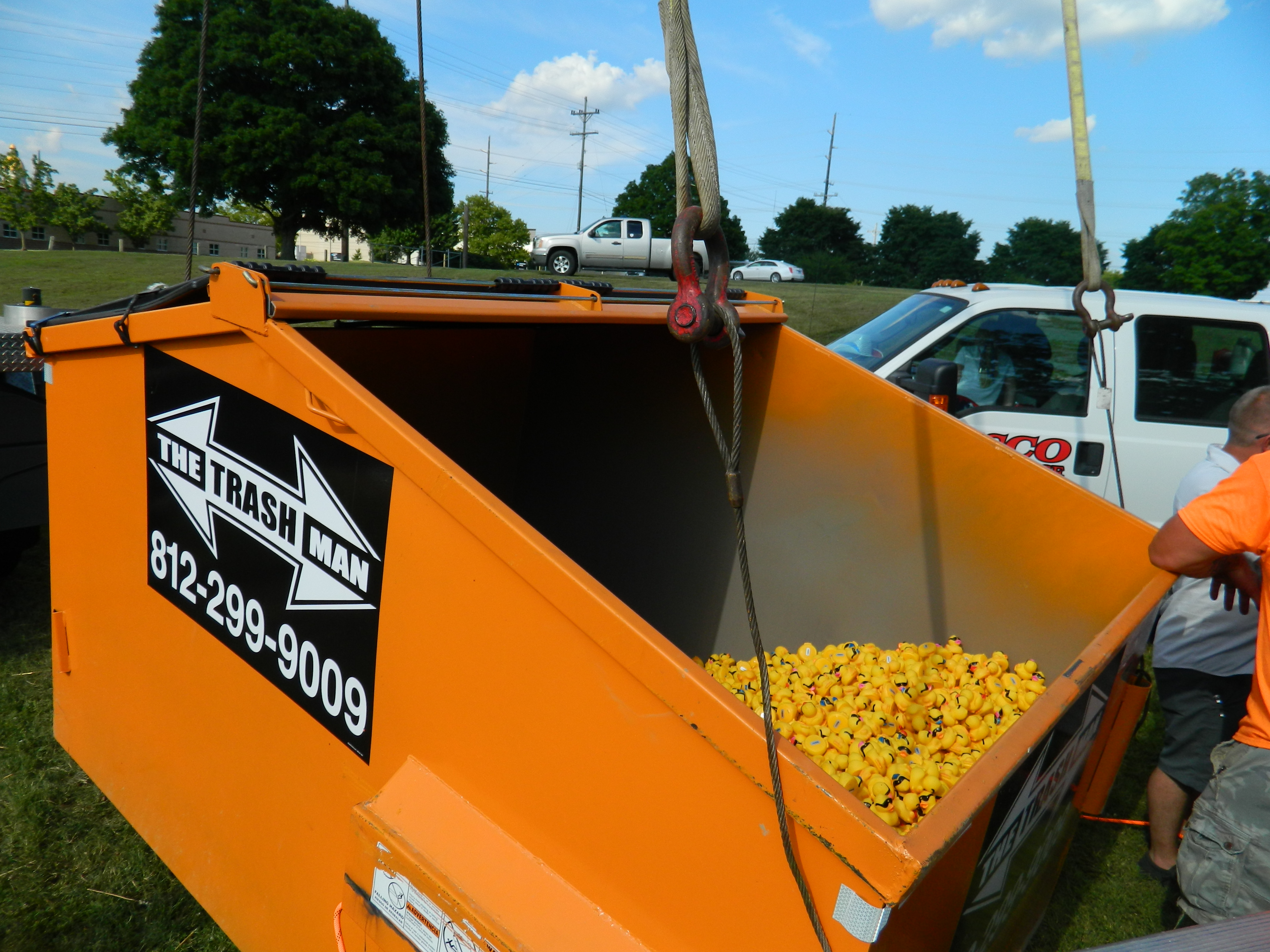 The dumpster is filled and ready to release the duck down the water slide. | Credit: Courtesy of Catholic Charities Terre Haute